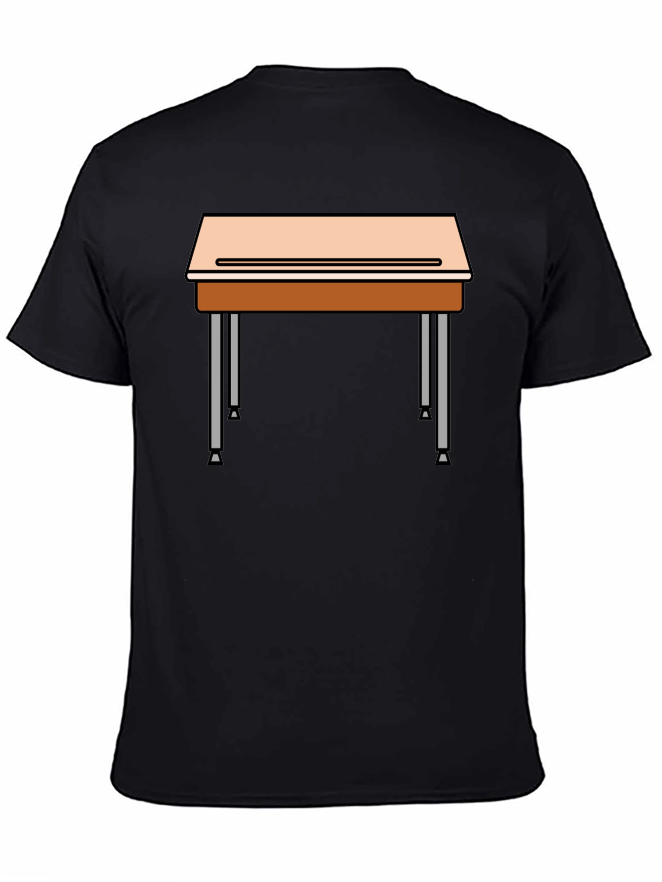 School Desk Graphic Tee - Black Cotton Blend T-Shirt