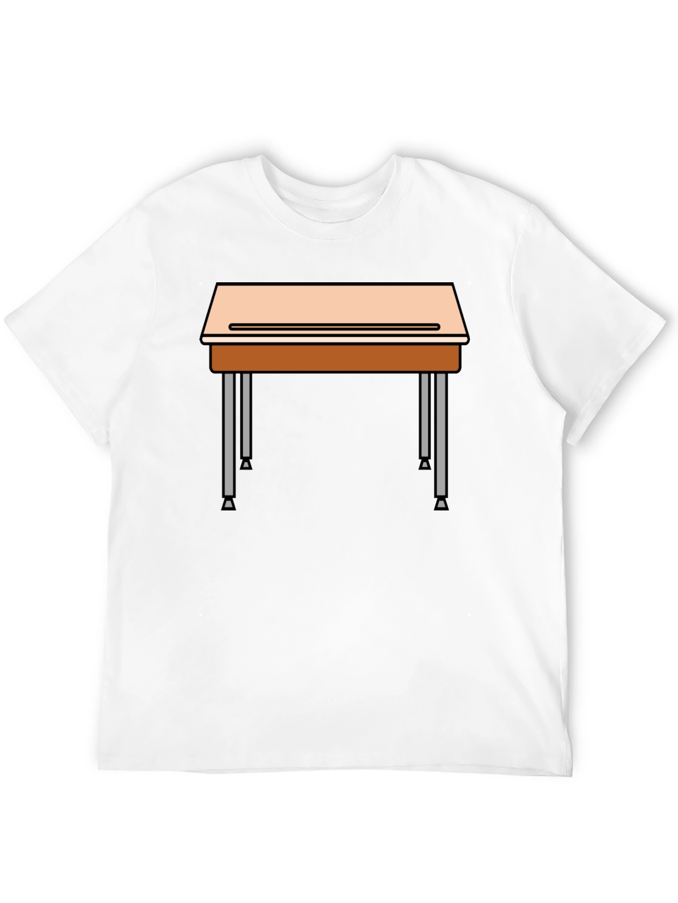 School Desk Graphic Tee - Black Cotton Blend T-Shirt