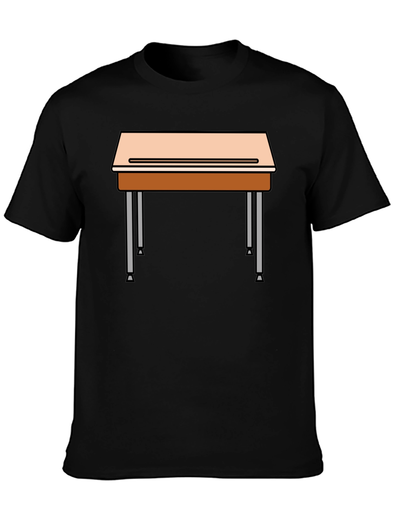 School Desk Graphic Tee - Black Cotton Blend T-Shirt