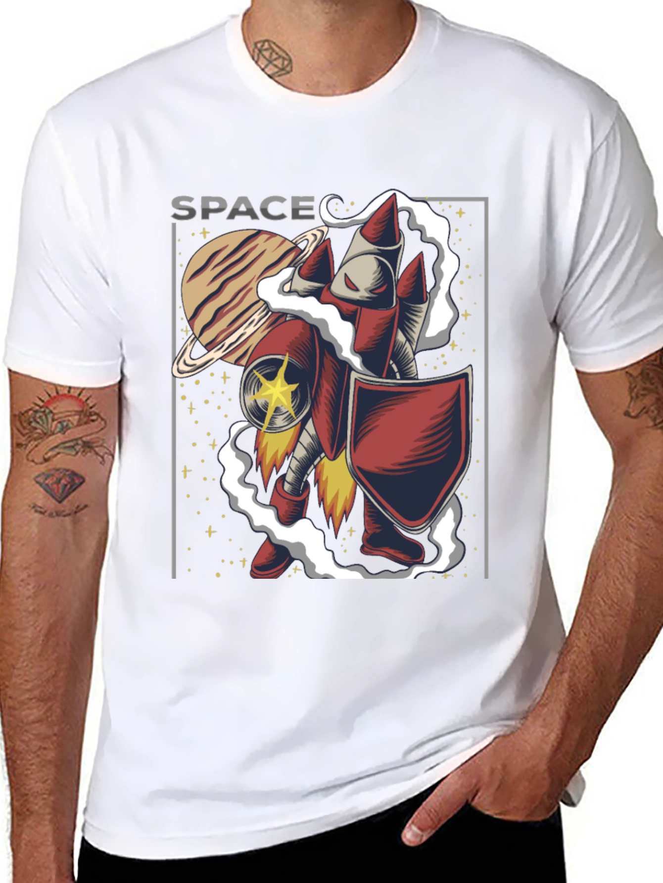 Space Rocket Knight Graphic T-Shirt