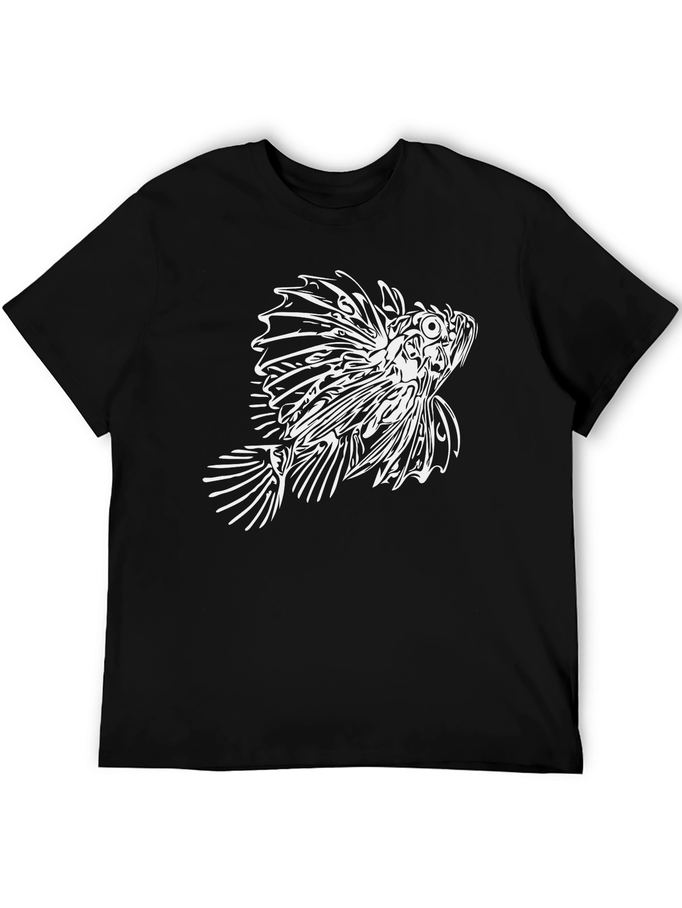 Lionfish Graphic Tee - Black Cotton T-Shirt