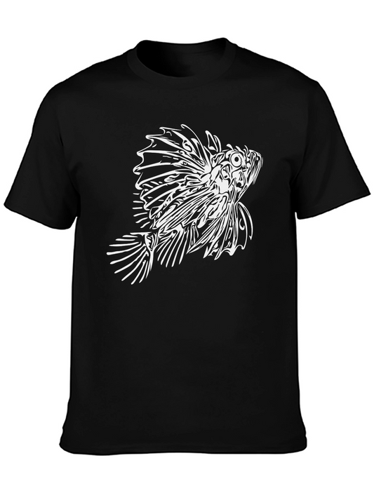 Lionfish Graphic Tee - Black Cotton T-Shirt