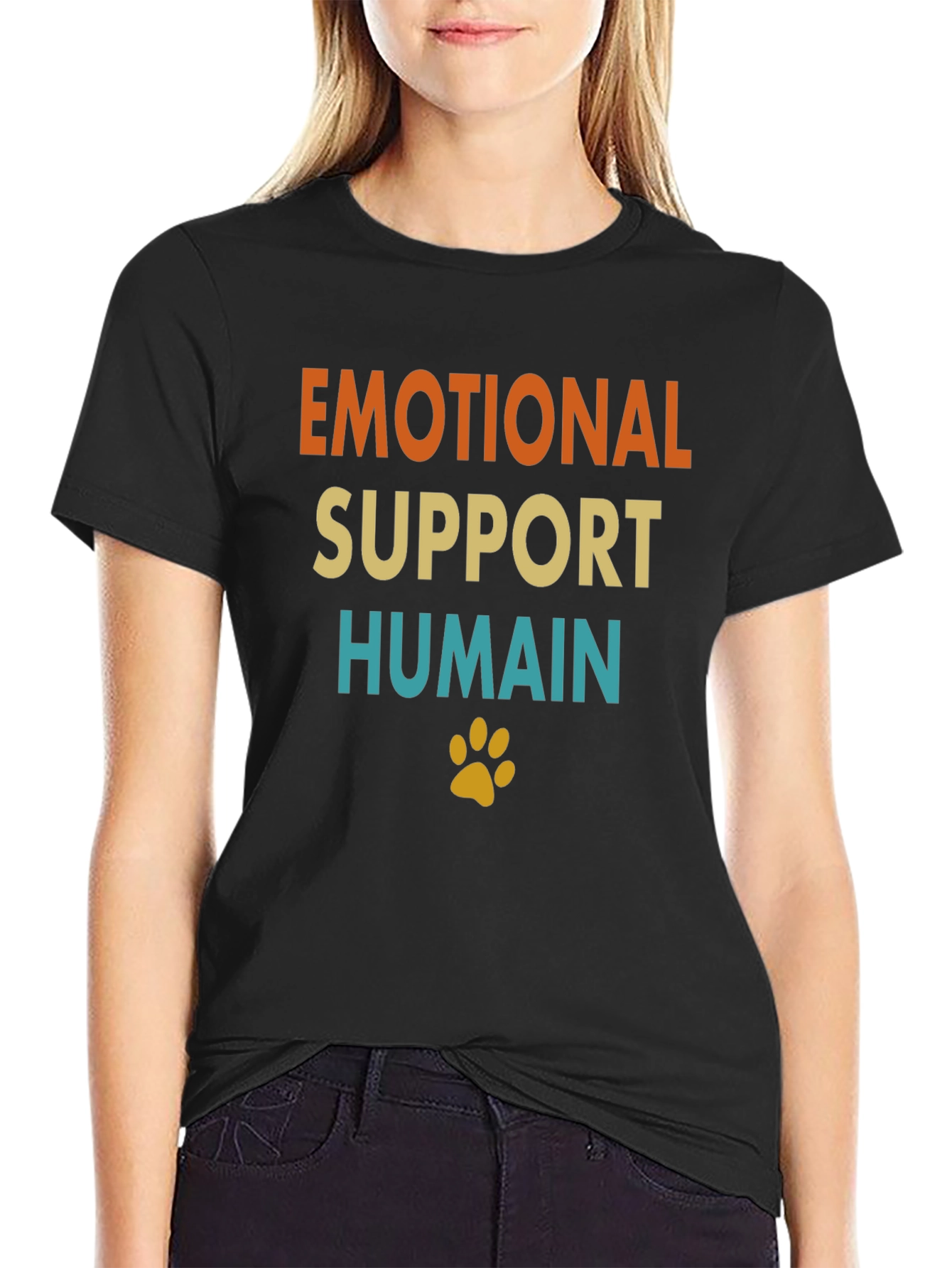 Emotional Support Human Pet Paw Graphic Tee