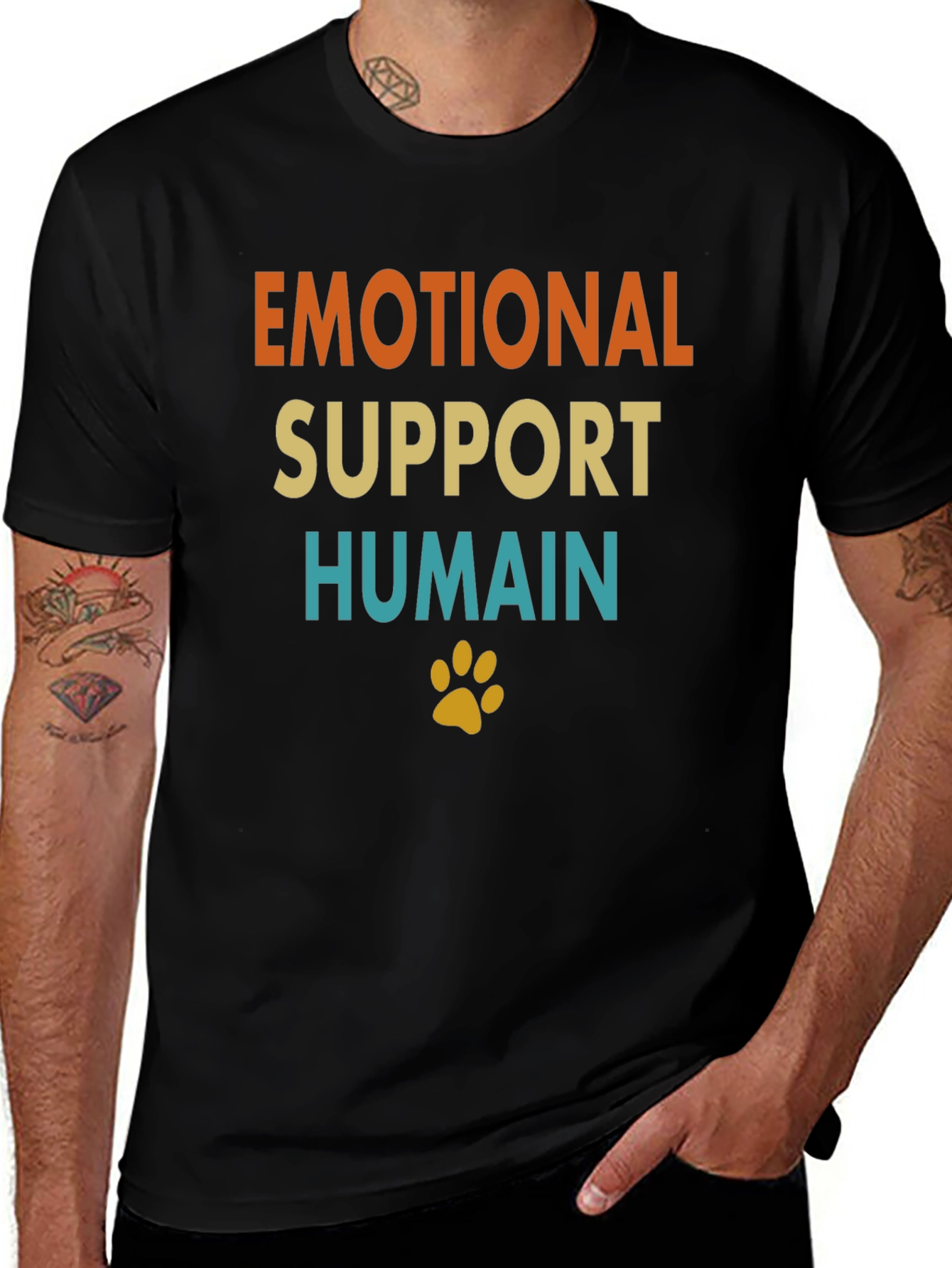 Emotional Support Human Pet Paw Graphic Tee