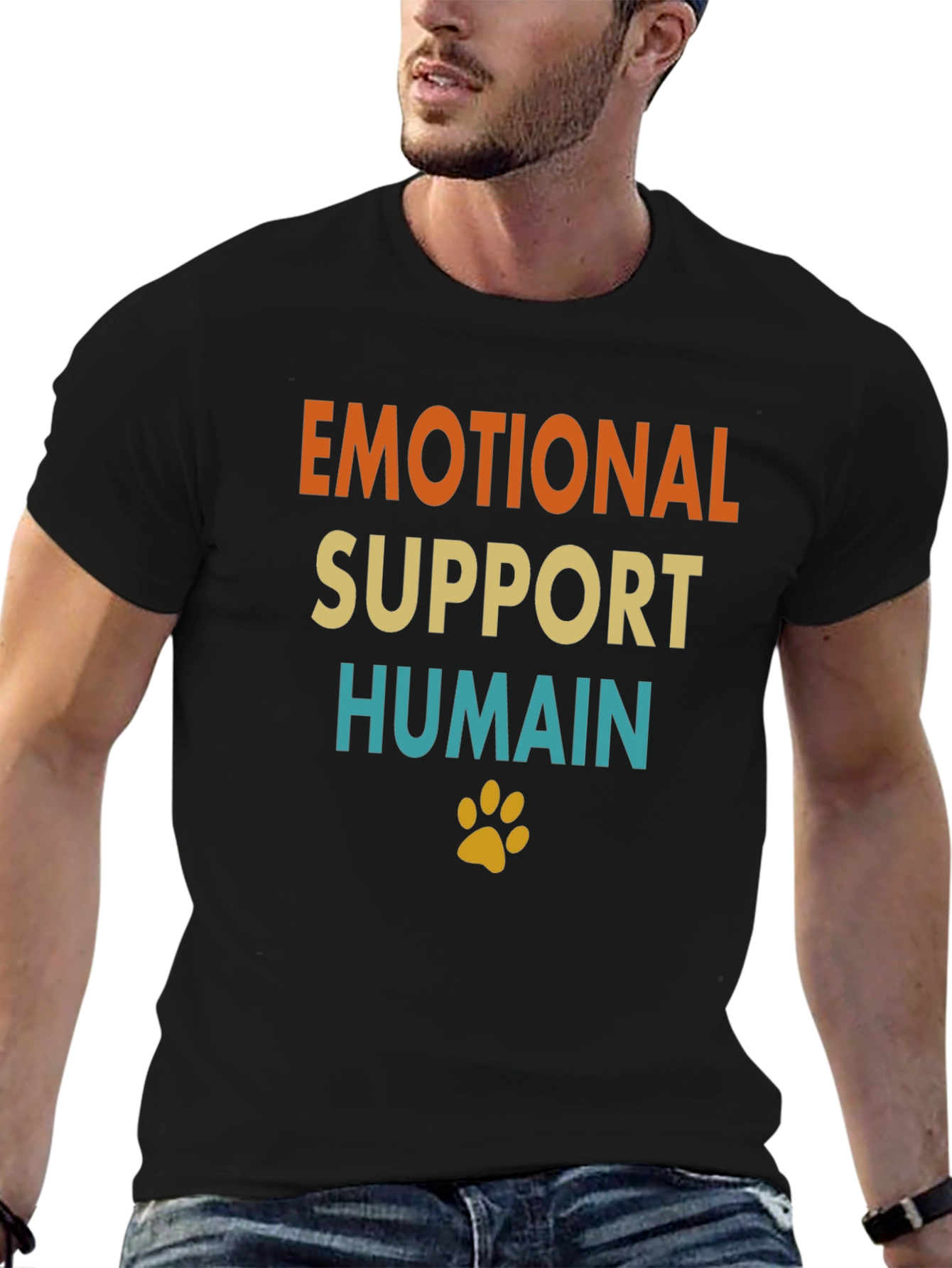 Emotional Support Human Pet Paw Graphic Tee