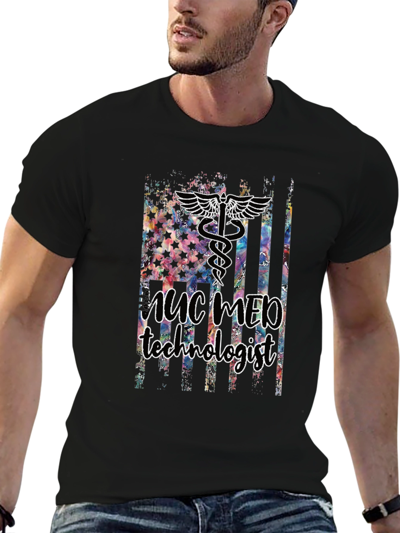 Nuclear Med Tech T-Shirt - American Flag Design