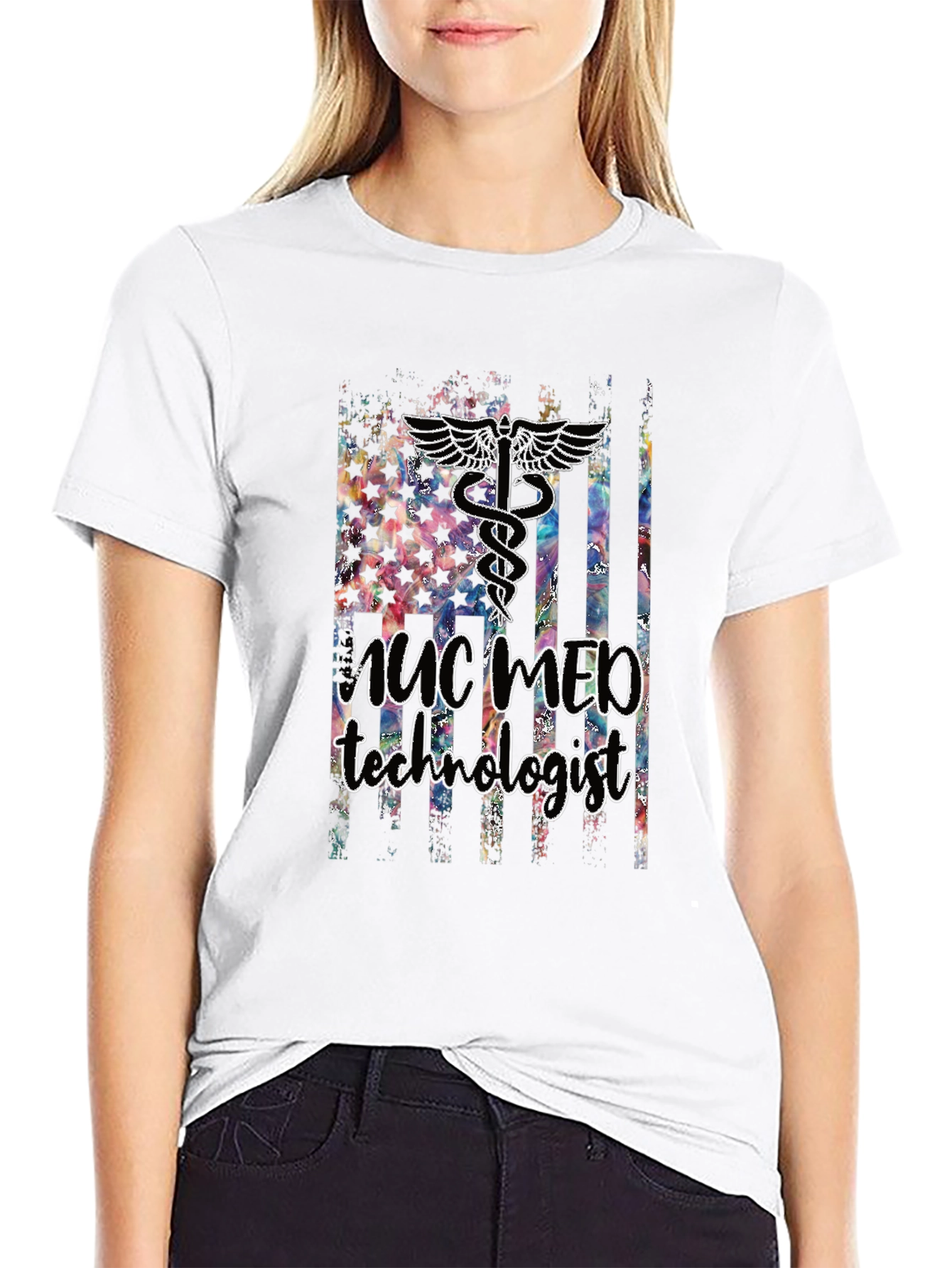 Nuclear Med Tech T-Shirt - American Flag Design