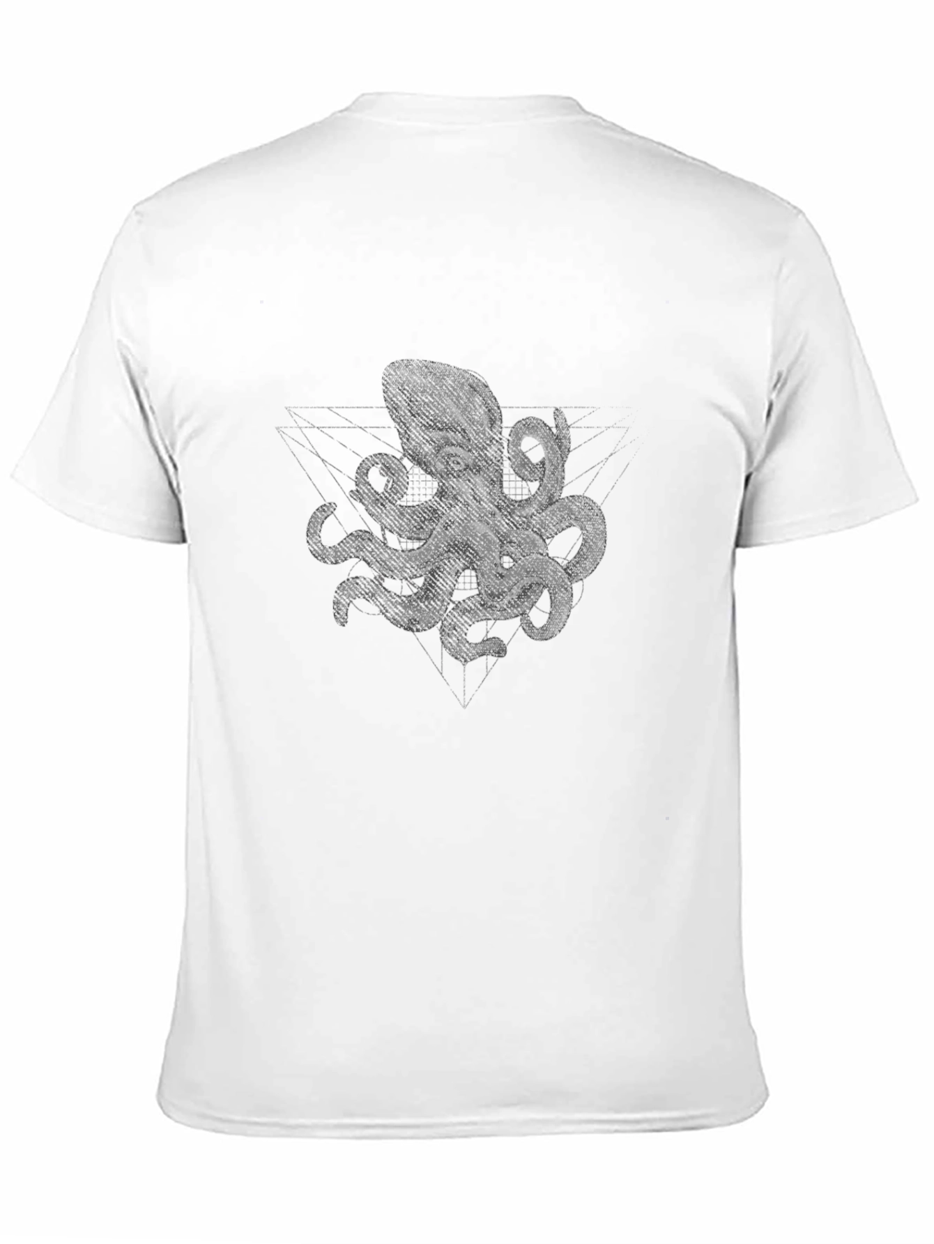 Geometric Octopus Print Black T-Shirt