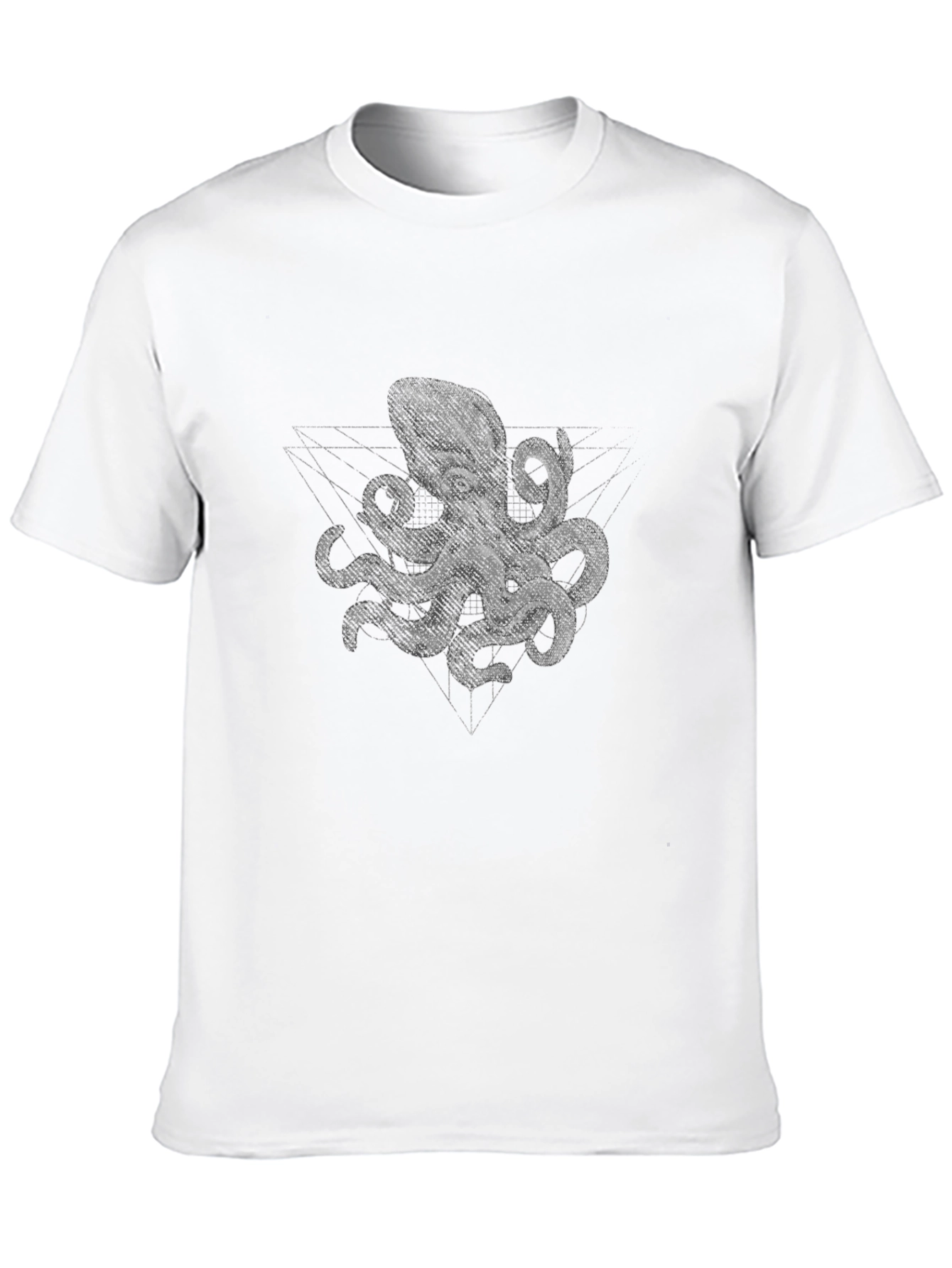 Geometric Octopus Print Black T-Shirt