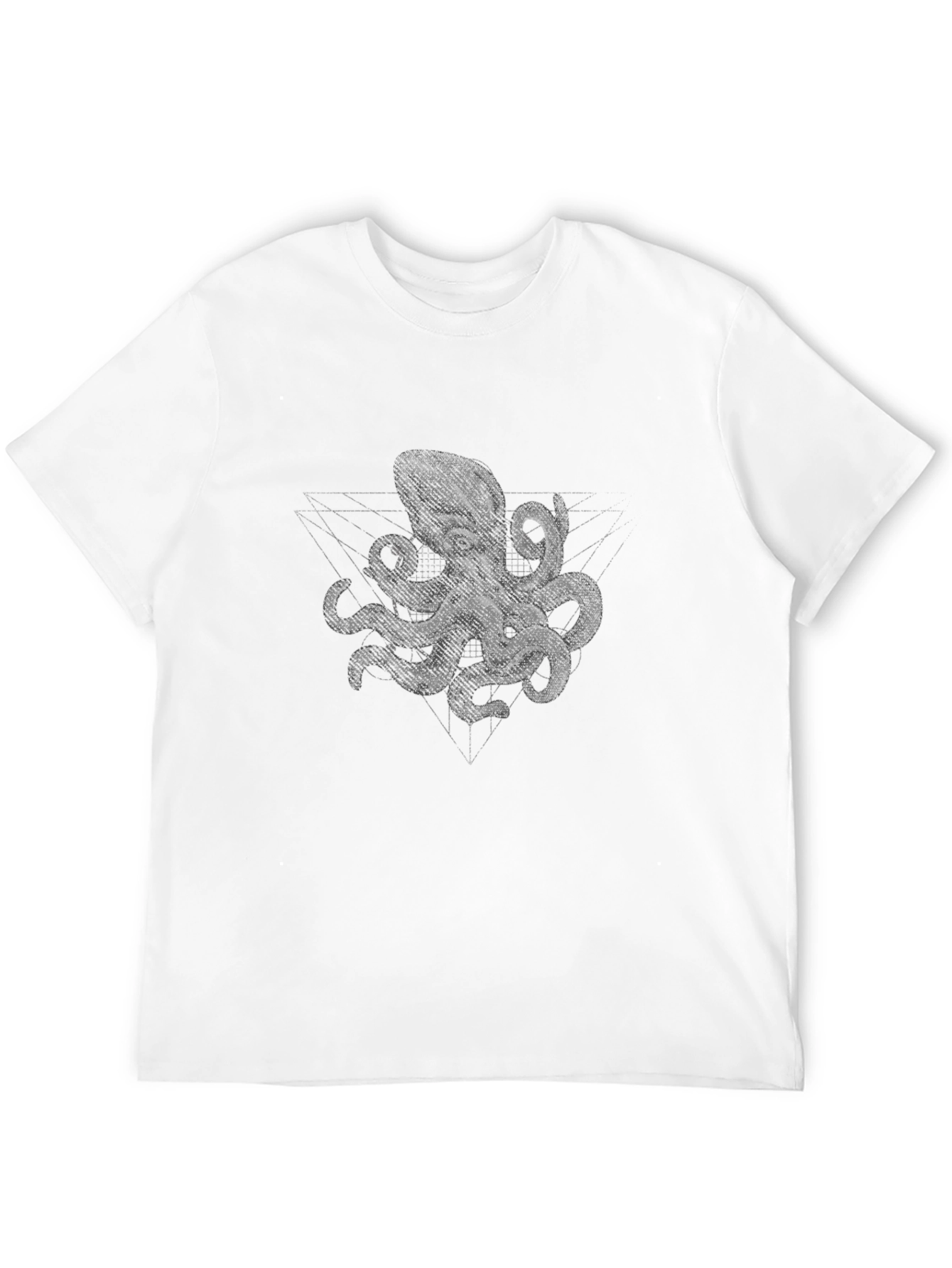 Geometric Octopus Print Black T-Shirt