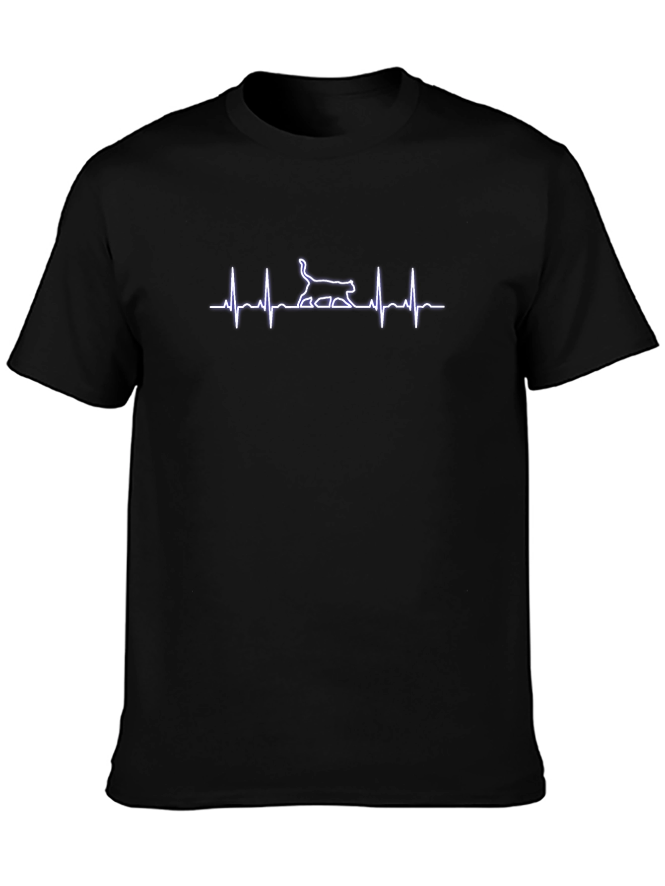Cat Heartbeat T-Shirt - Black
