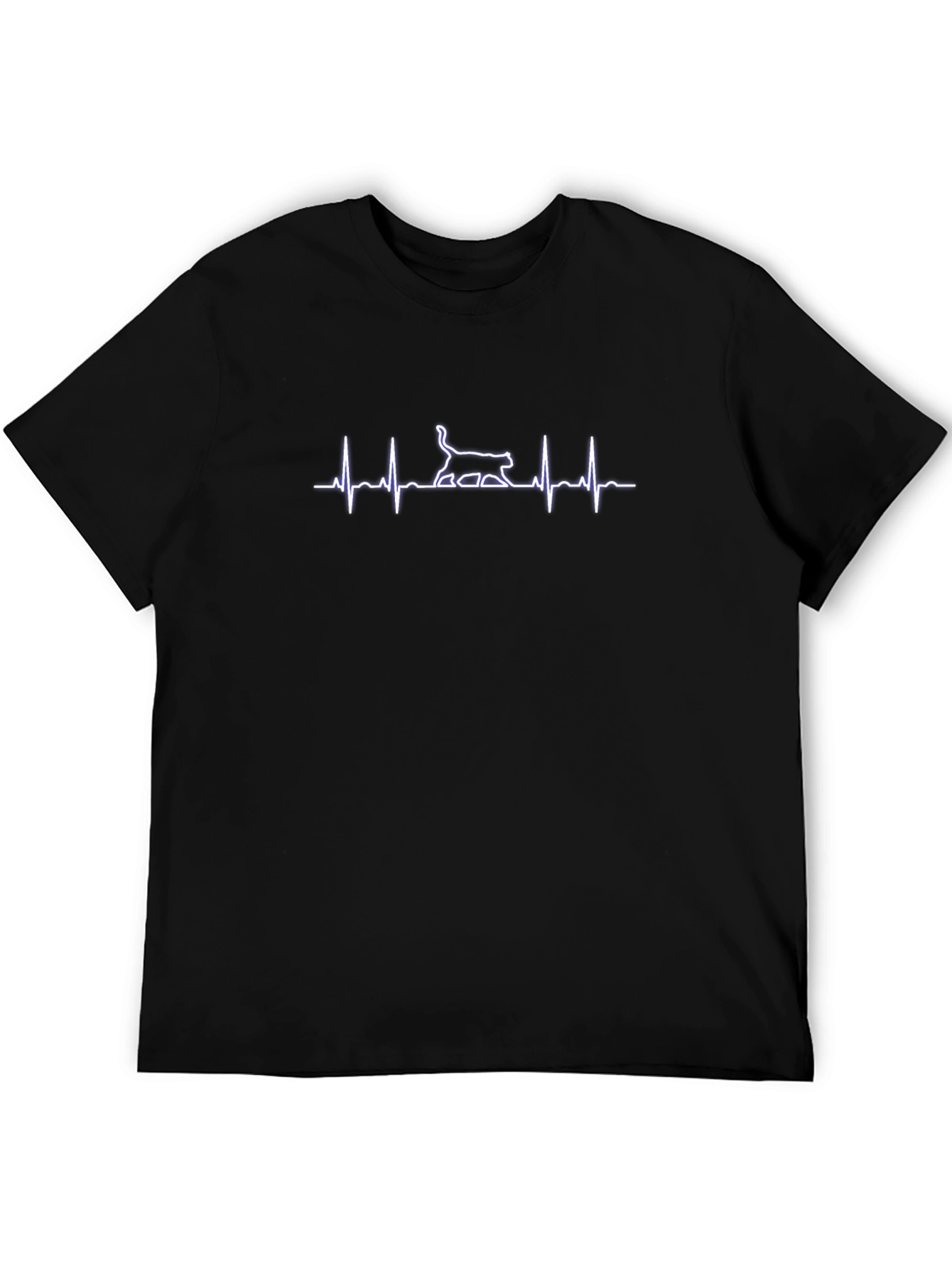 Cat Heartbeat T-Shirt - Black