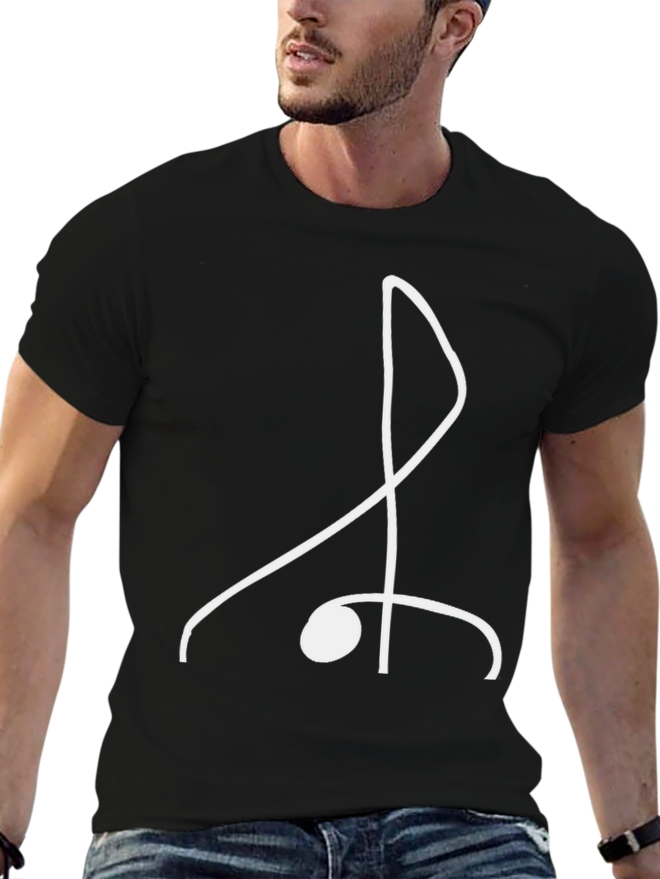Minimalist Treble Clef Tee - Black