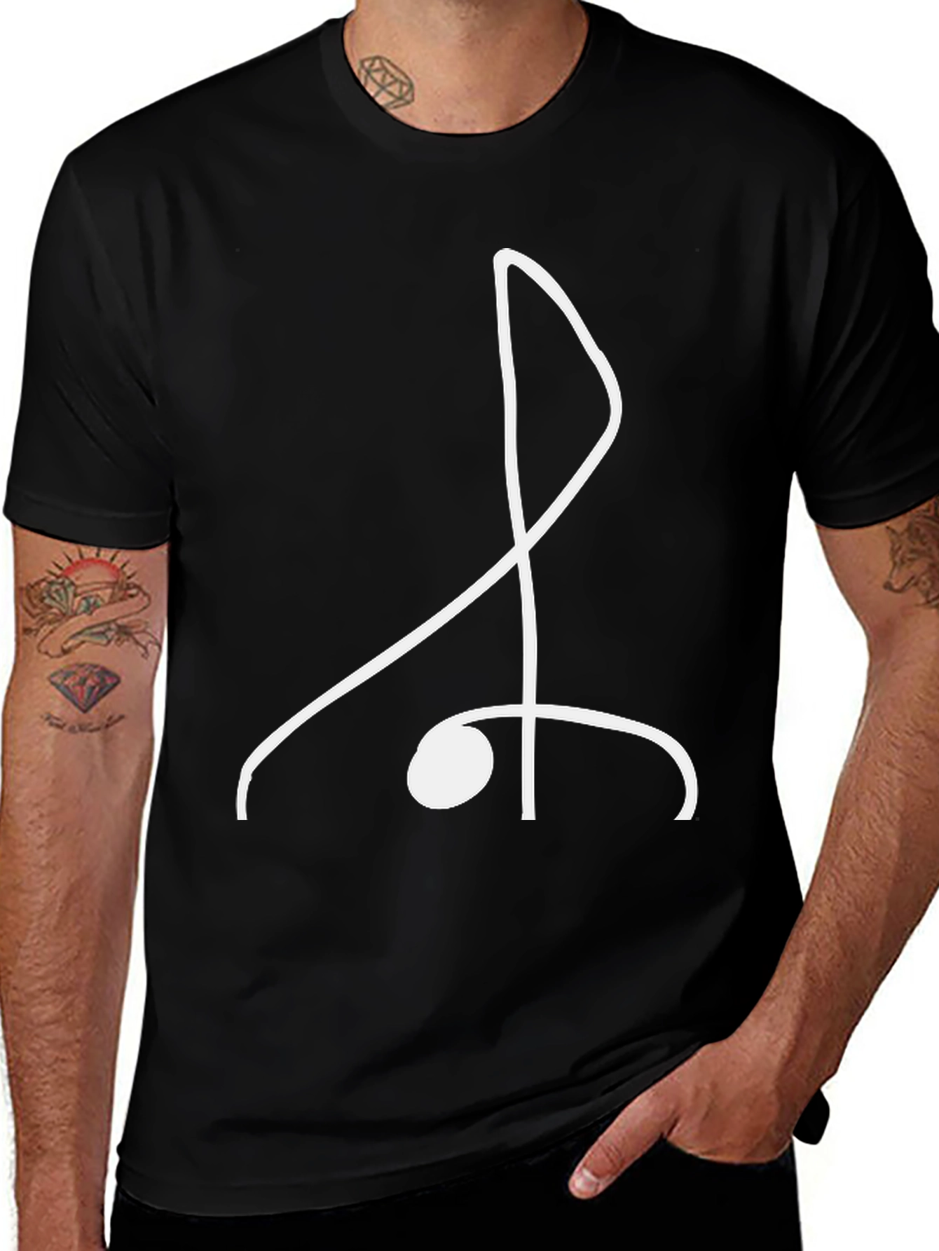 Minimalist Treble Clef Tee - Black