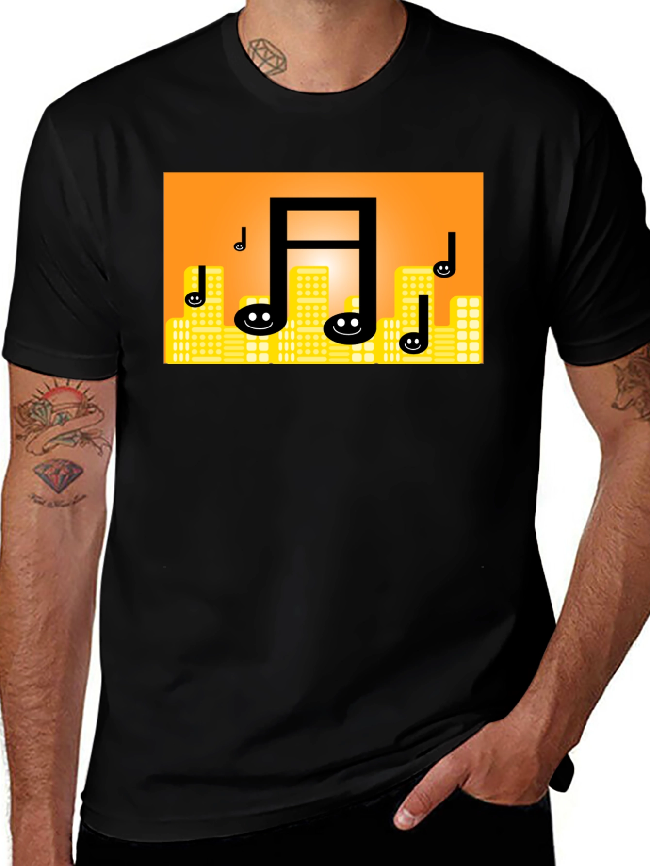 Musical Notes Cityscape T-Shirt