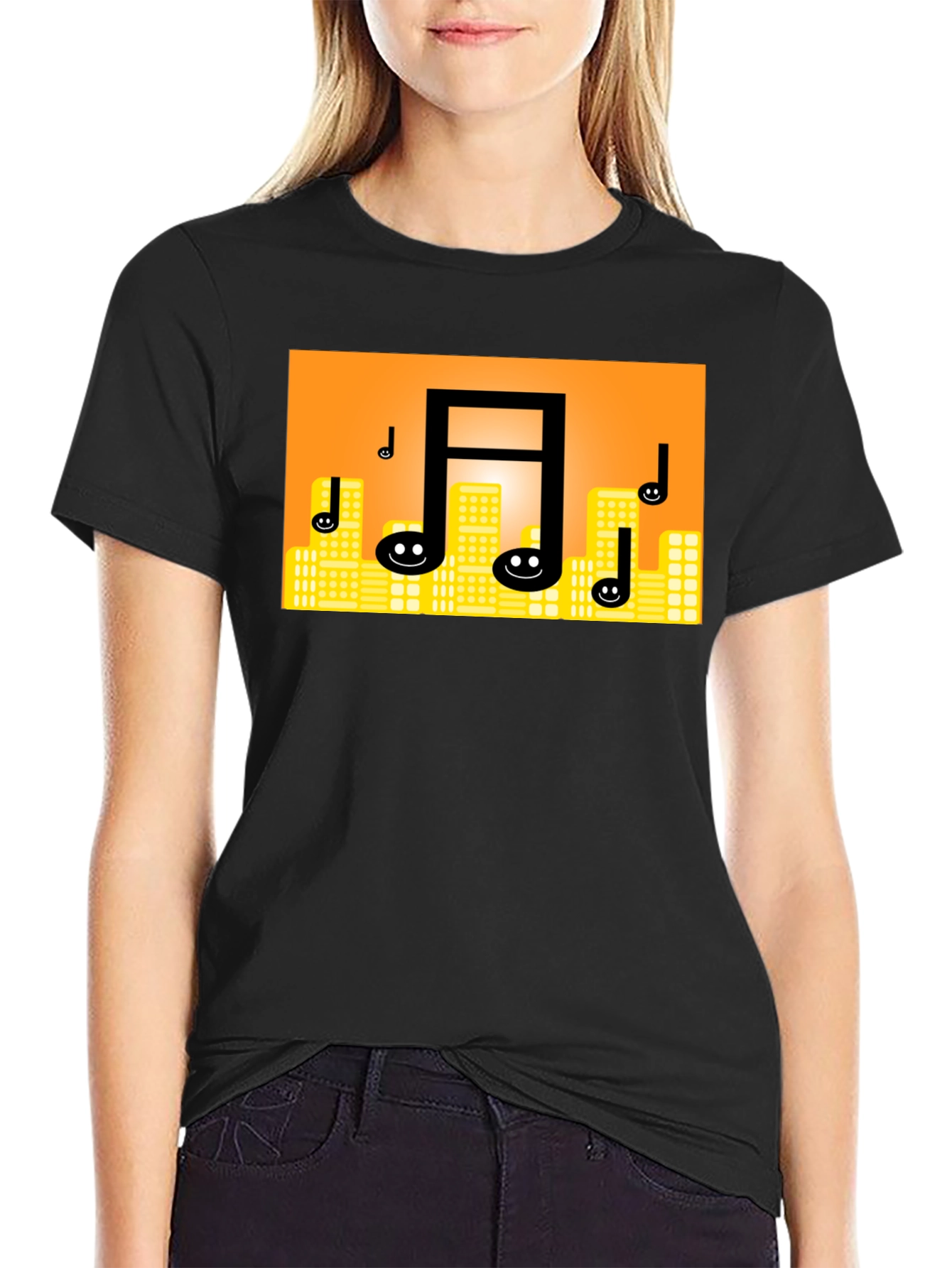 Musical Notes Cityscape T-Shirt