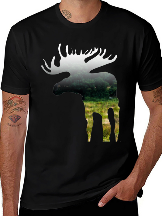 Nature Moose Graphic Tee - Black Cotton Blend
