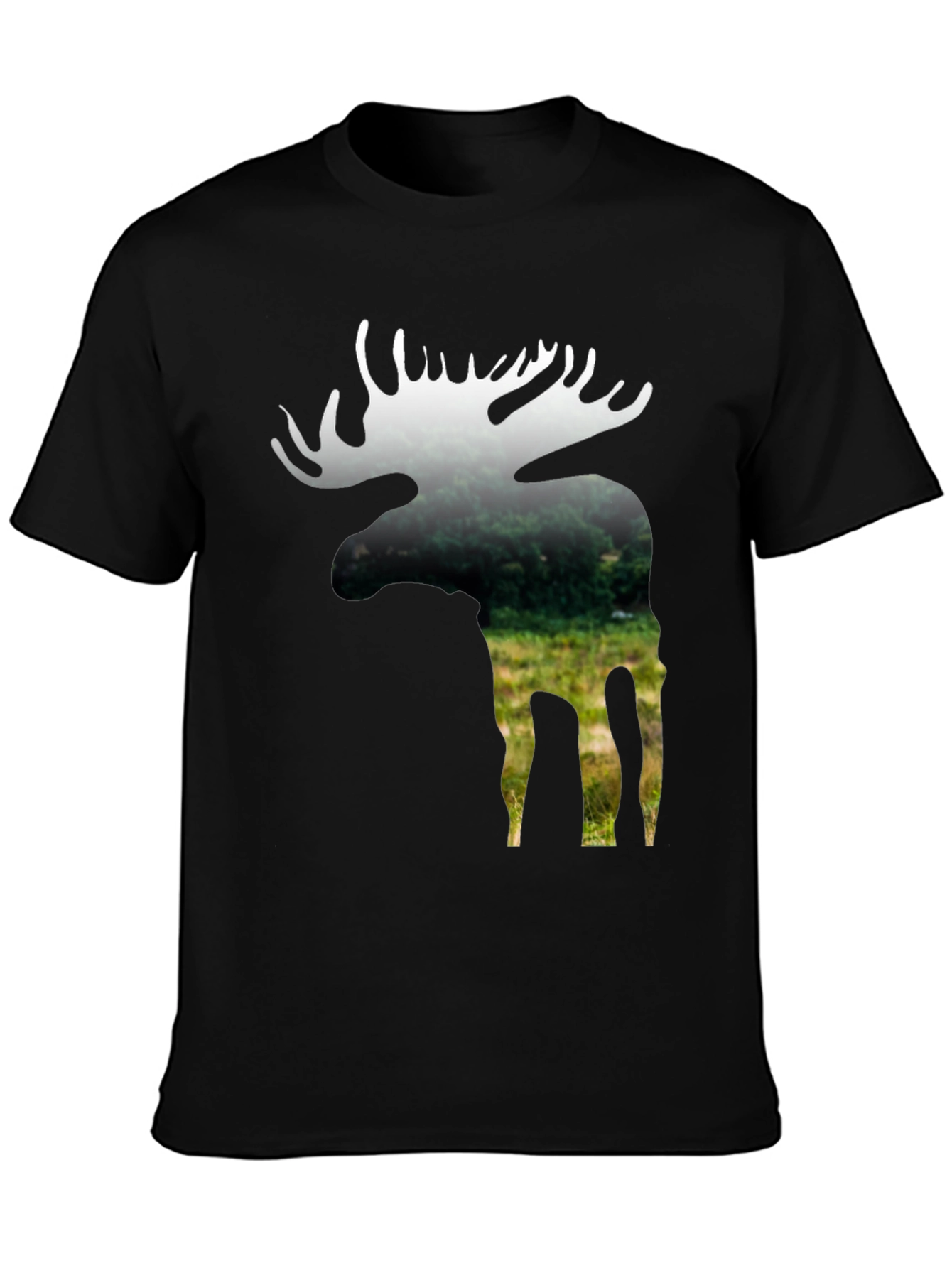 Nature Moose Graphic Tee - Black Cotton Blend