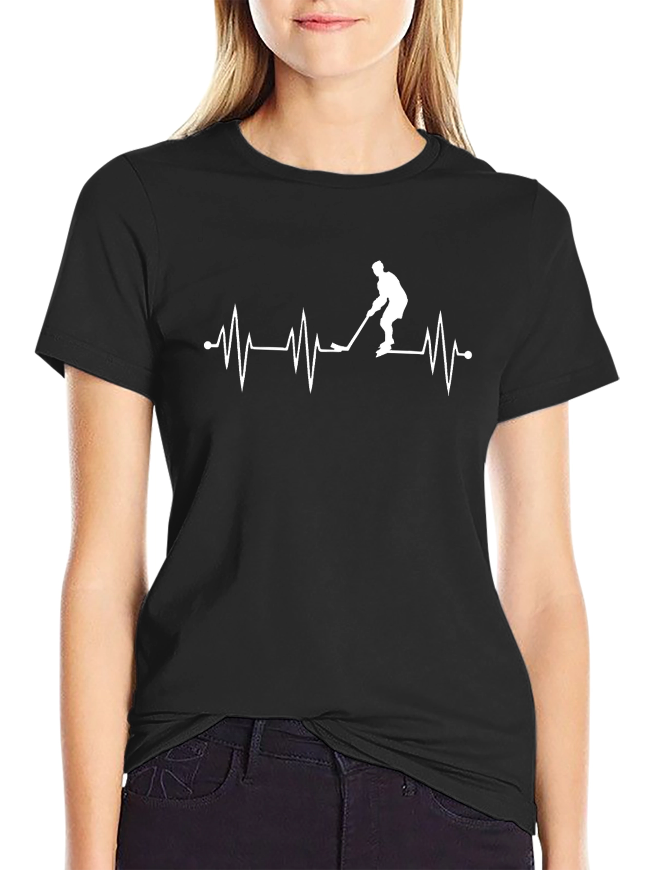 Hockey Heartbeat Graphic Tee - Black