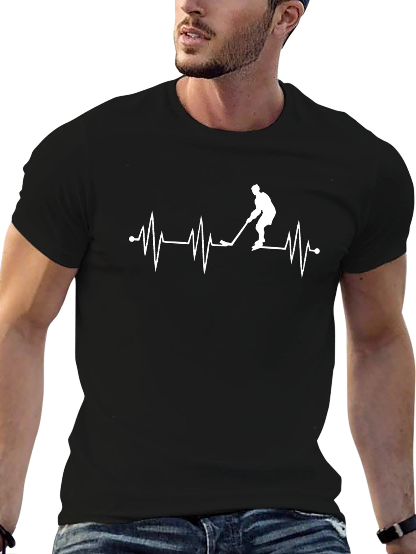Hockey Heartbeat Graphic Tee - Black