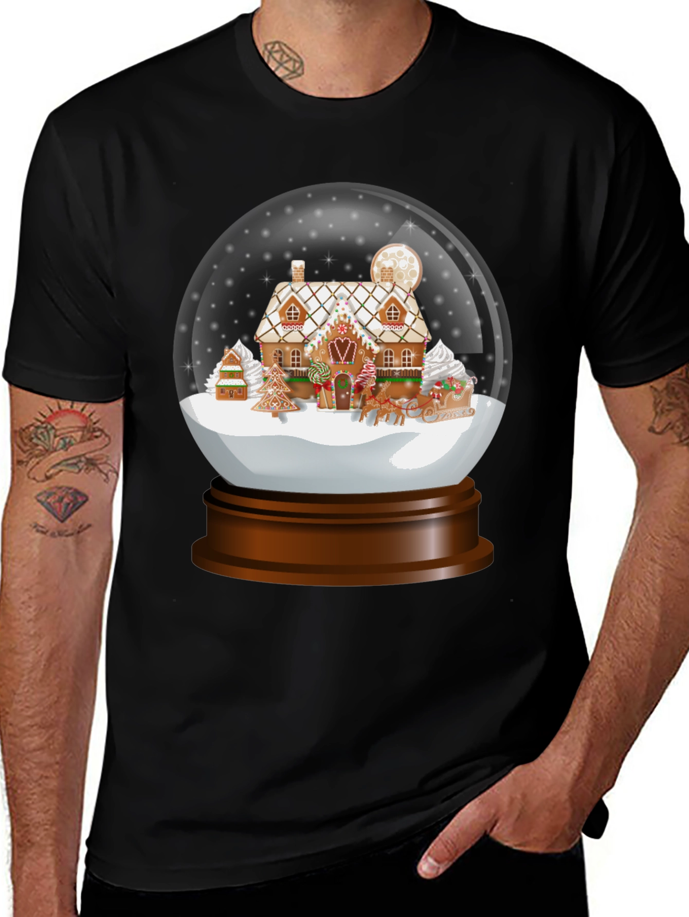 Gingerbread House Snow Globe Graphic Tee