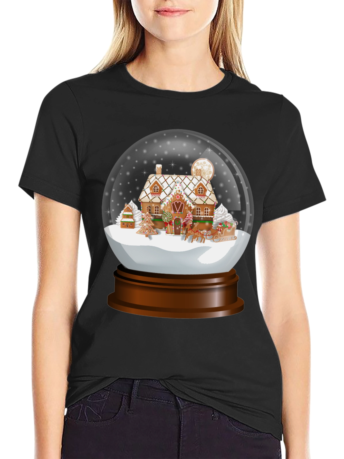 Gingerbread House Snow Globe Graphic Tee