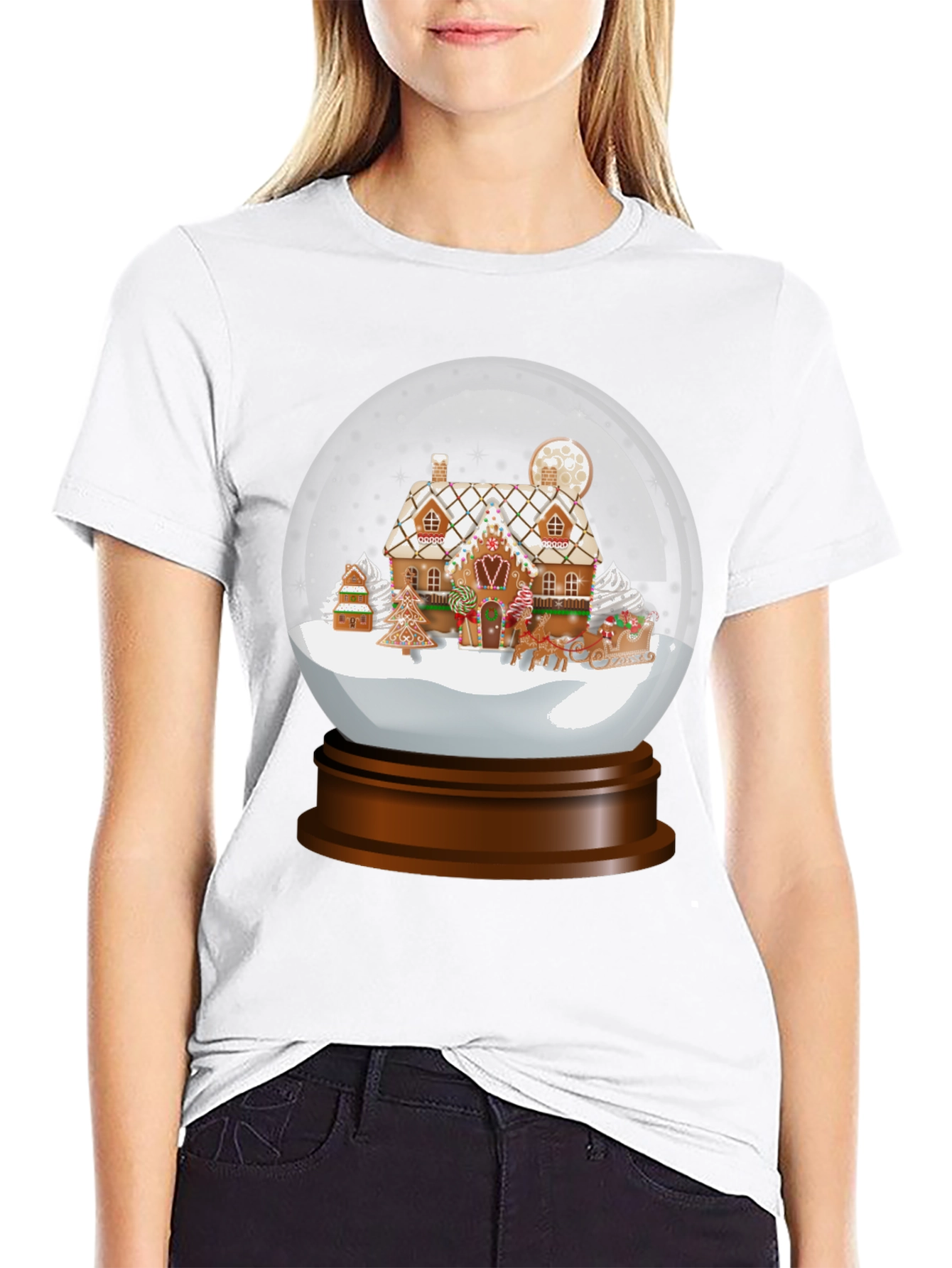 Gingerbread House Snow Globe Graphic Tee