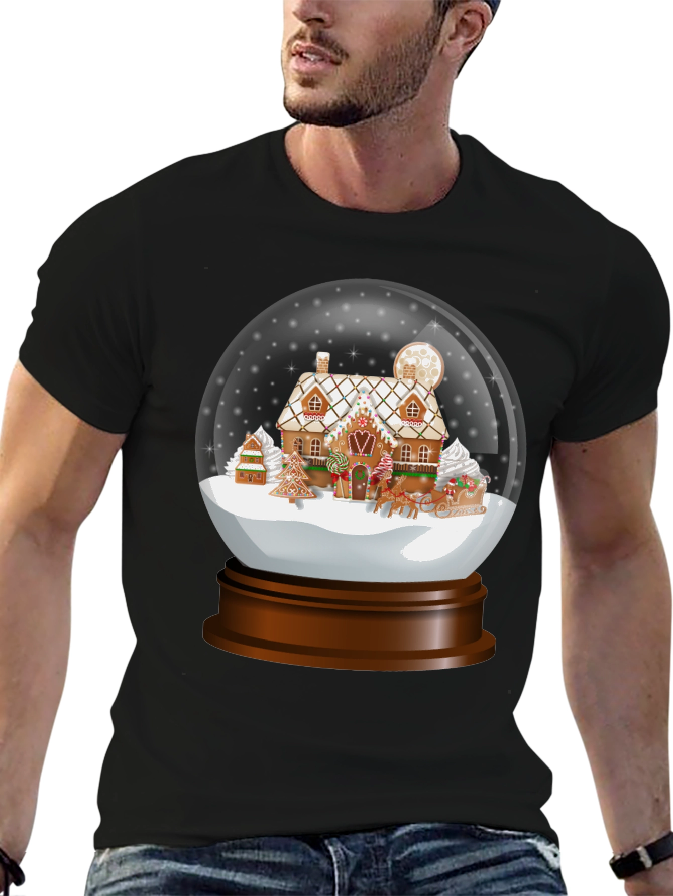 Gingerbread House Snow Globe Graphic Tee