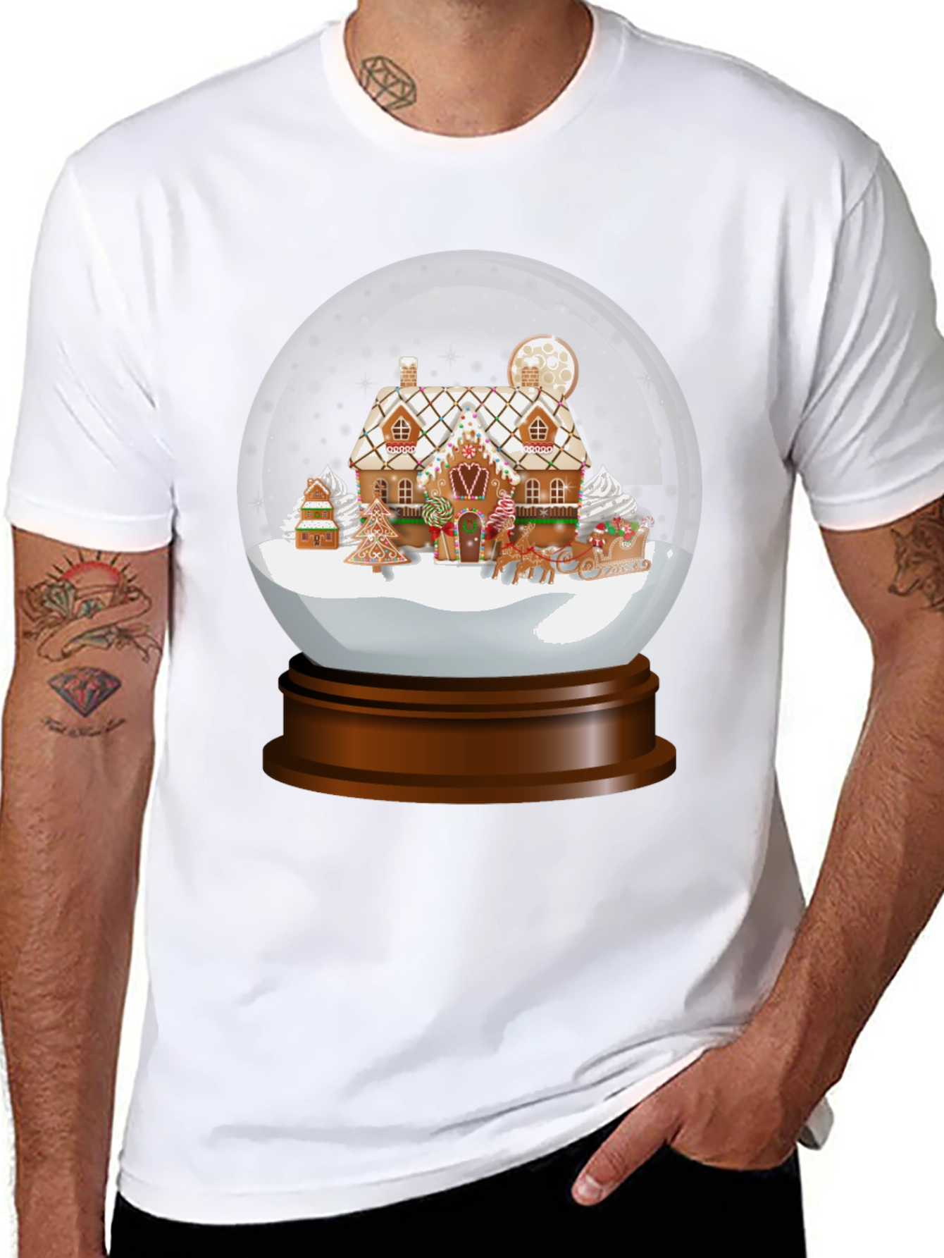 Gingerbread House Snow Globe Graphic Tee