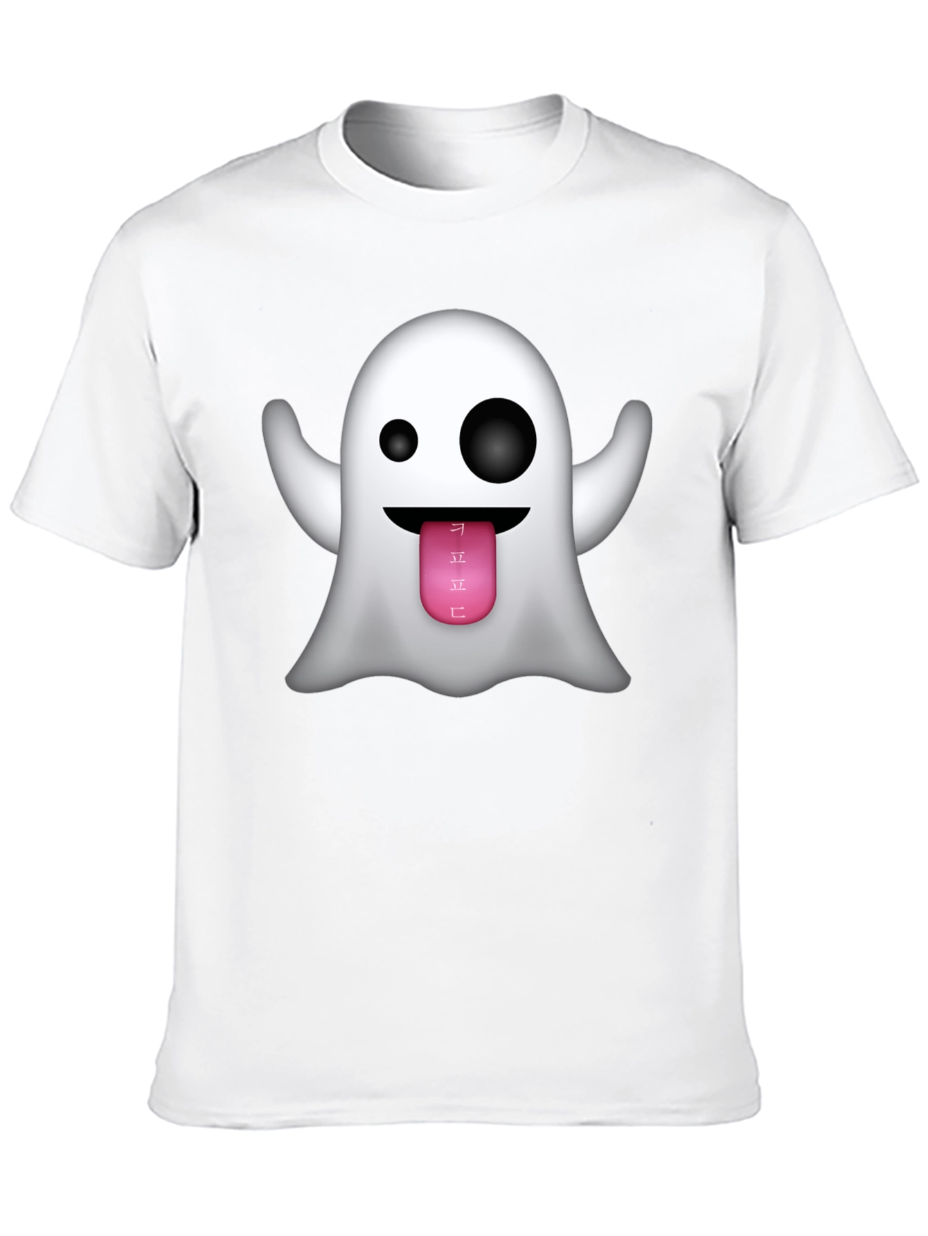 Ghost Emoji Graphic Tee - Black Crew Neck