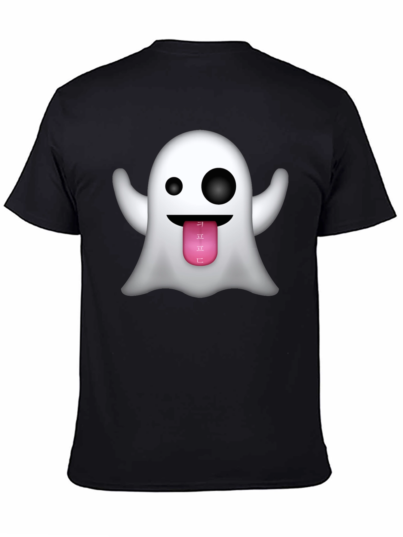 Ghost Emoji Graphic Tee - Black Crew Neck
