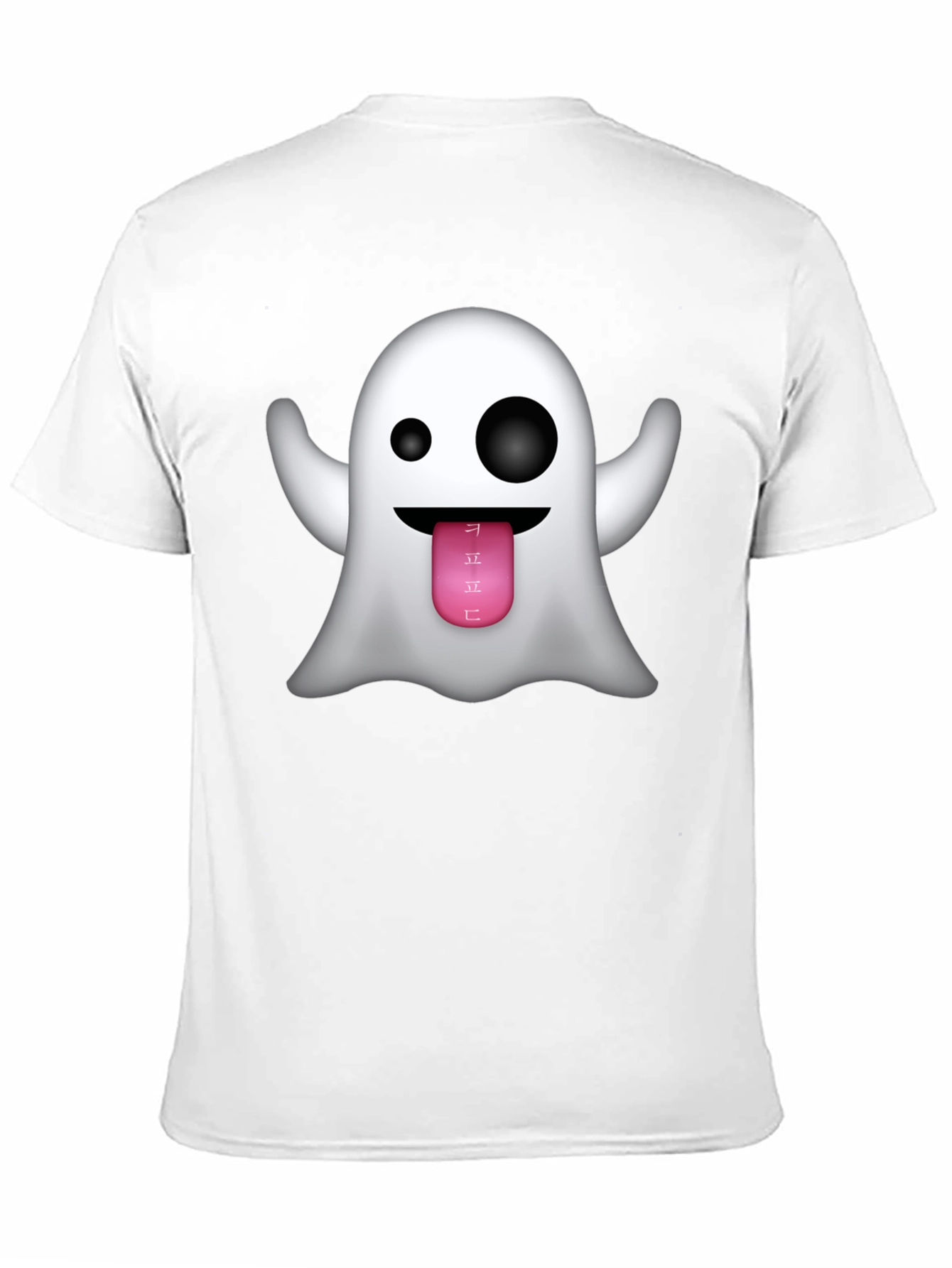 Ghost Emoji Graphic Tee - Black Crew Neck