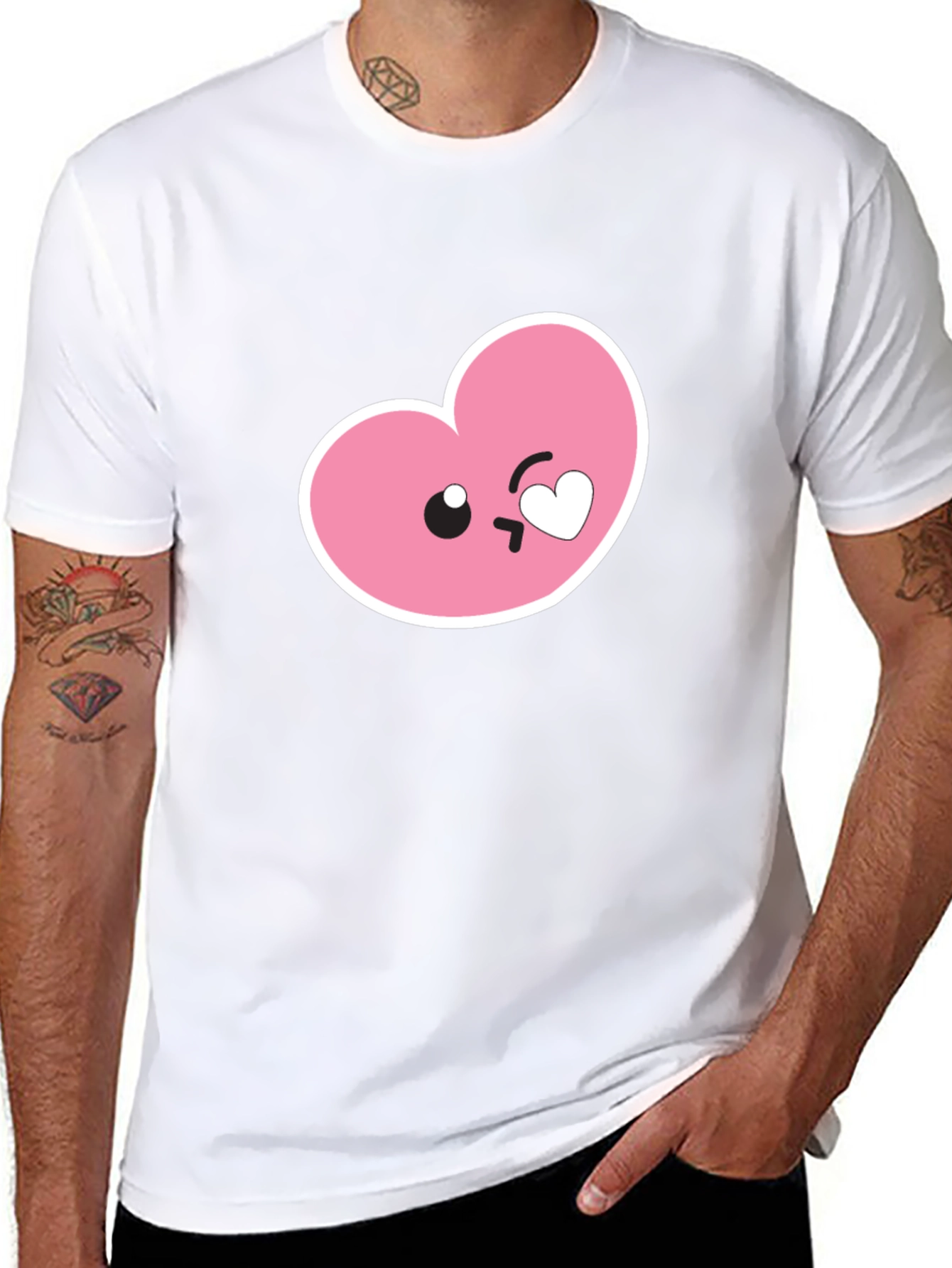 Cute Heart Emoji Graphic Black T-Shirt