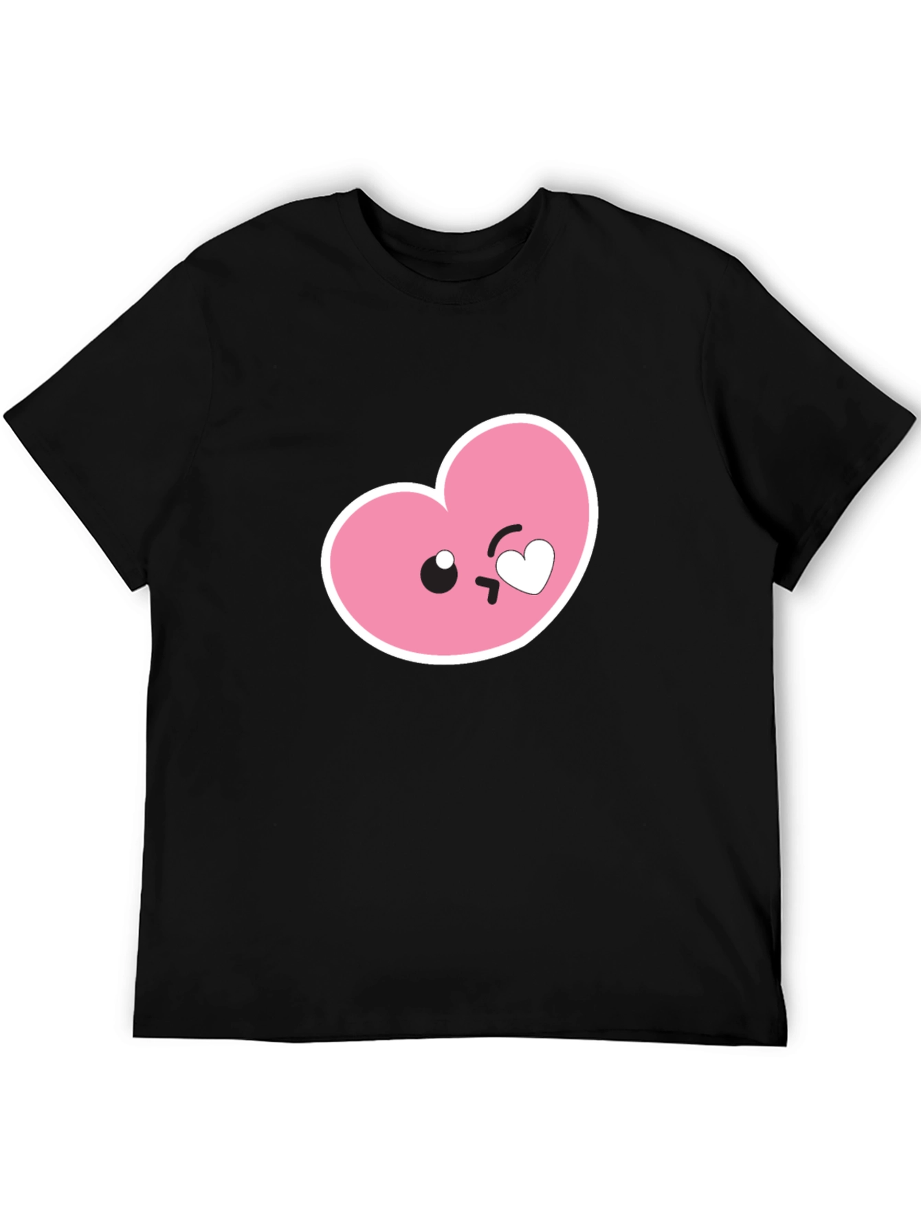 Cute Heart Emoji Graphic Black T-Shirt