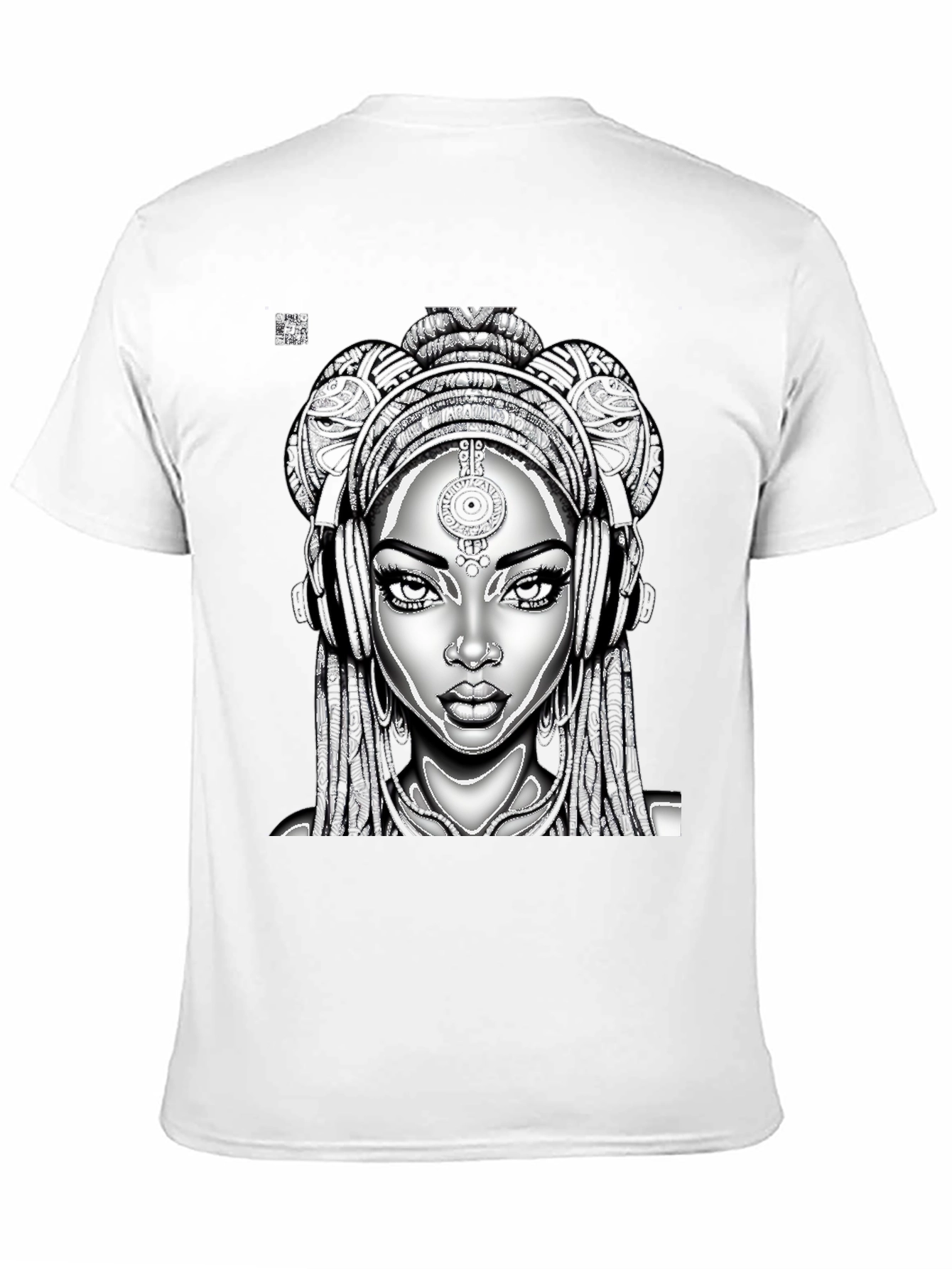 Black T-Shirt with Graphic Woman Design