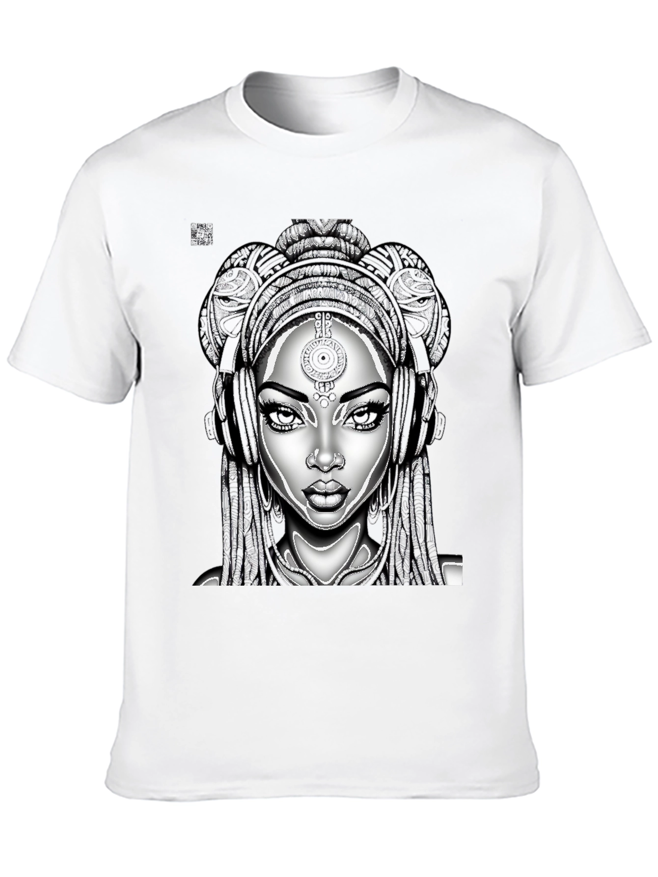 Black T-Shirt with Graphic Woman Design