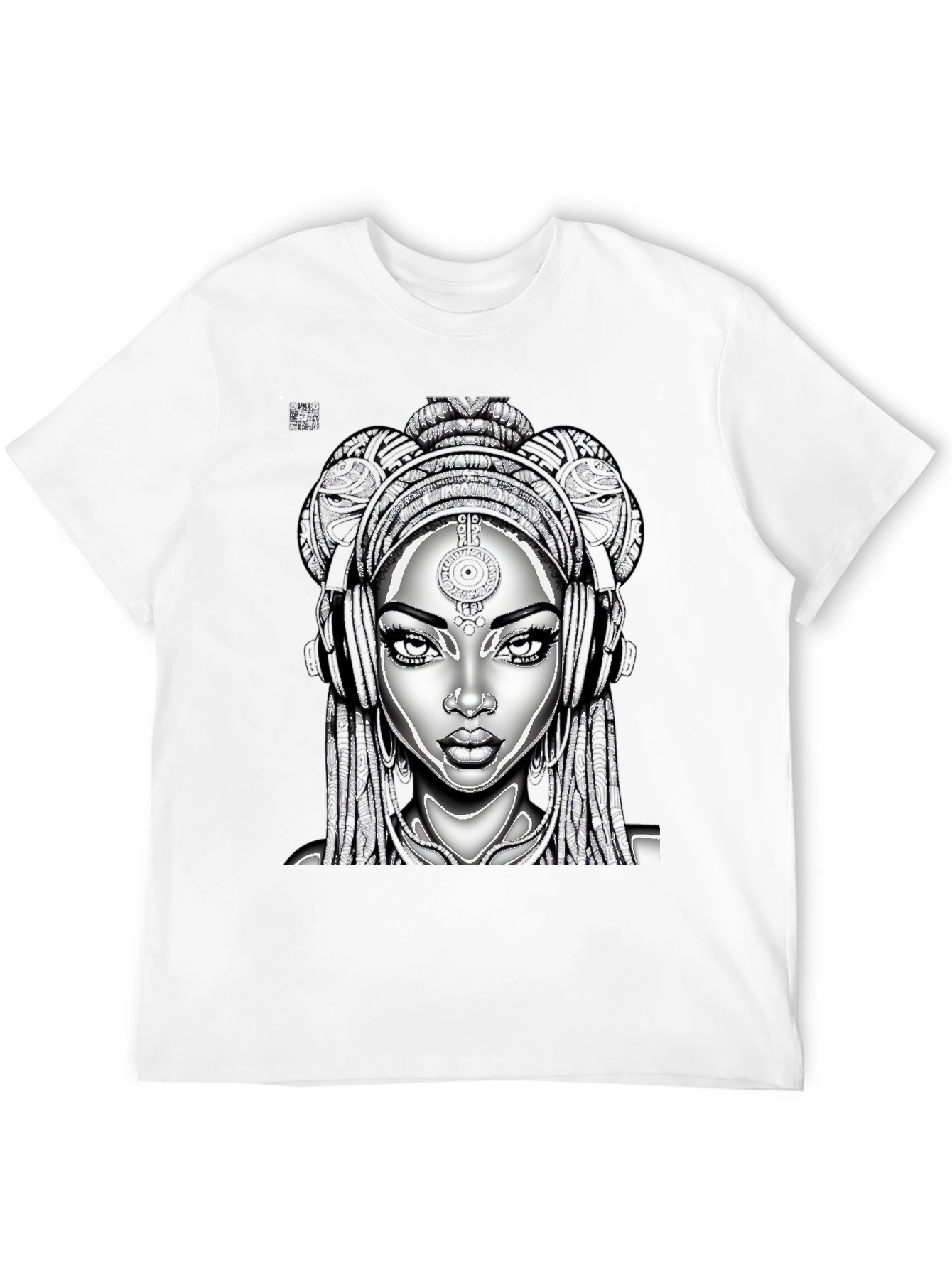 Black T-Shirt with Graphic Woman Design