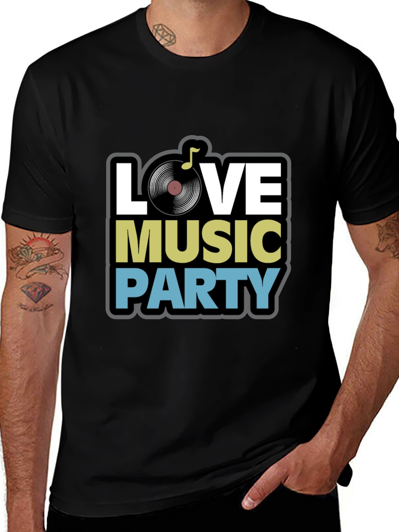 Love Music Party Black T-Shirt