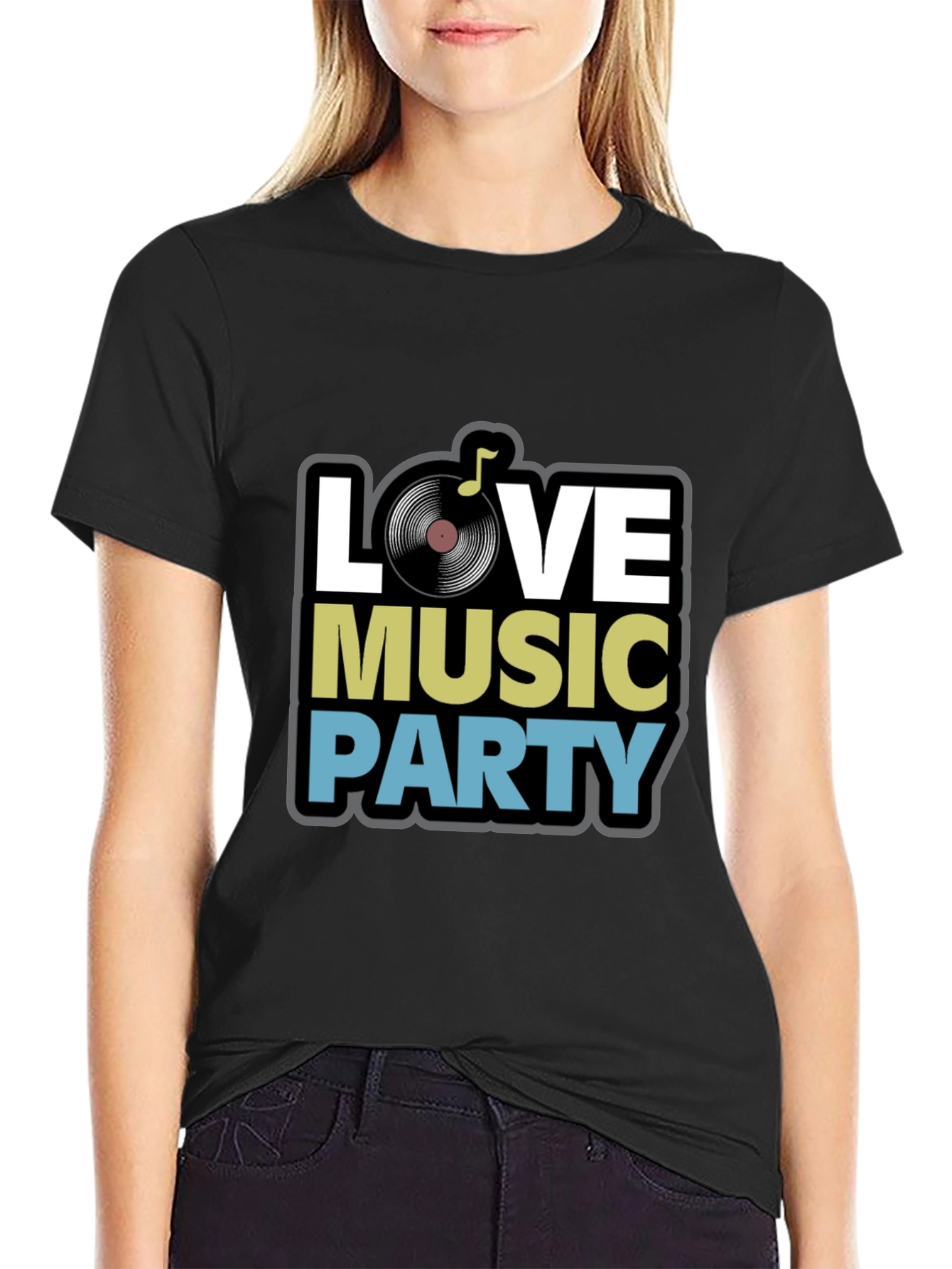 Love Music Party Black T-Shirt