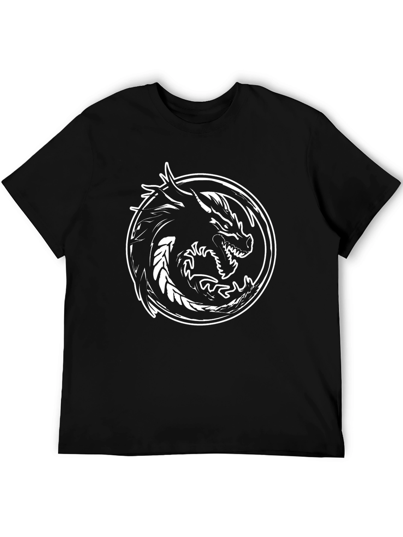 Dragon Graphic Tee - Black Cotton Shirt