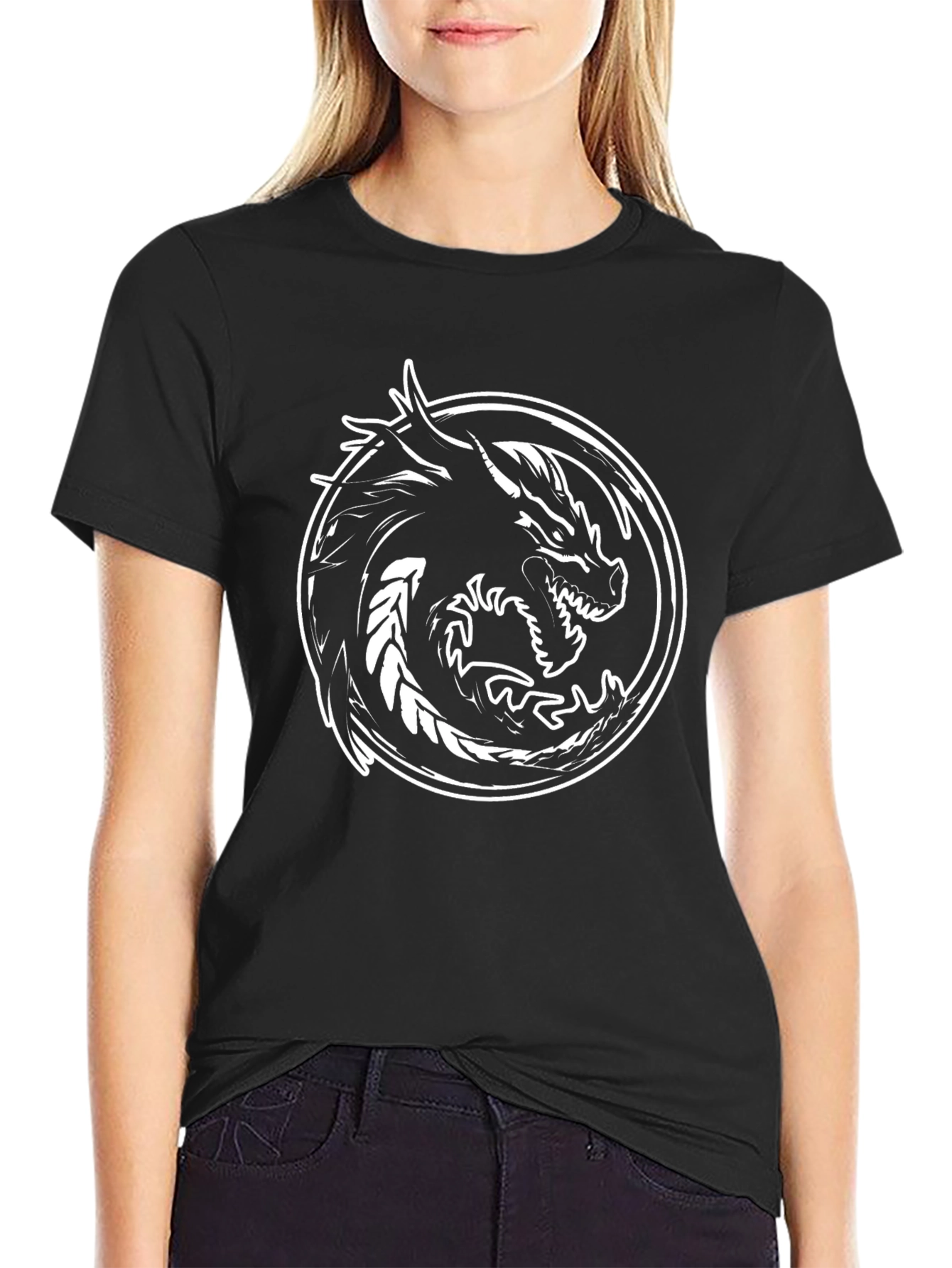 Dragon Graphic Tee - Black Cotton Shirt