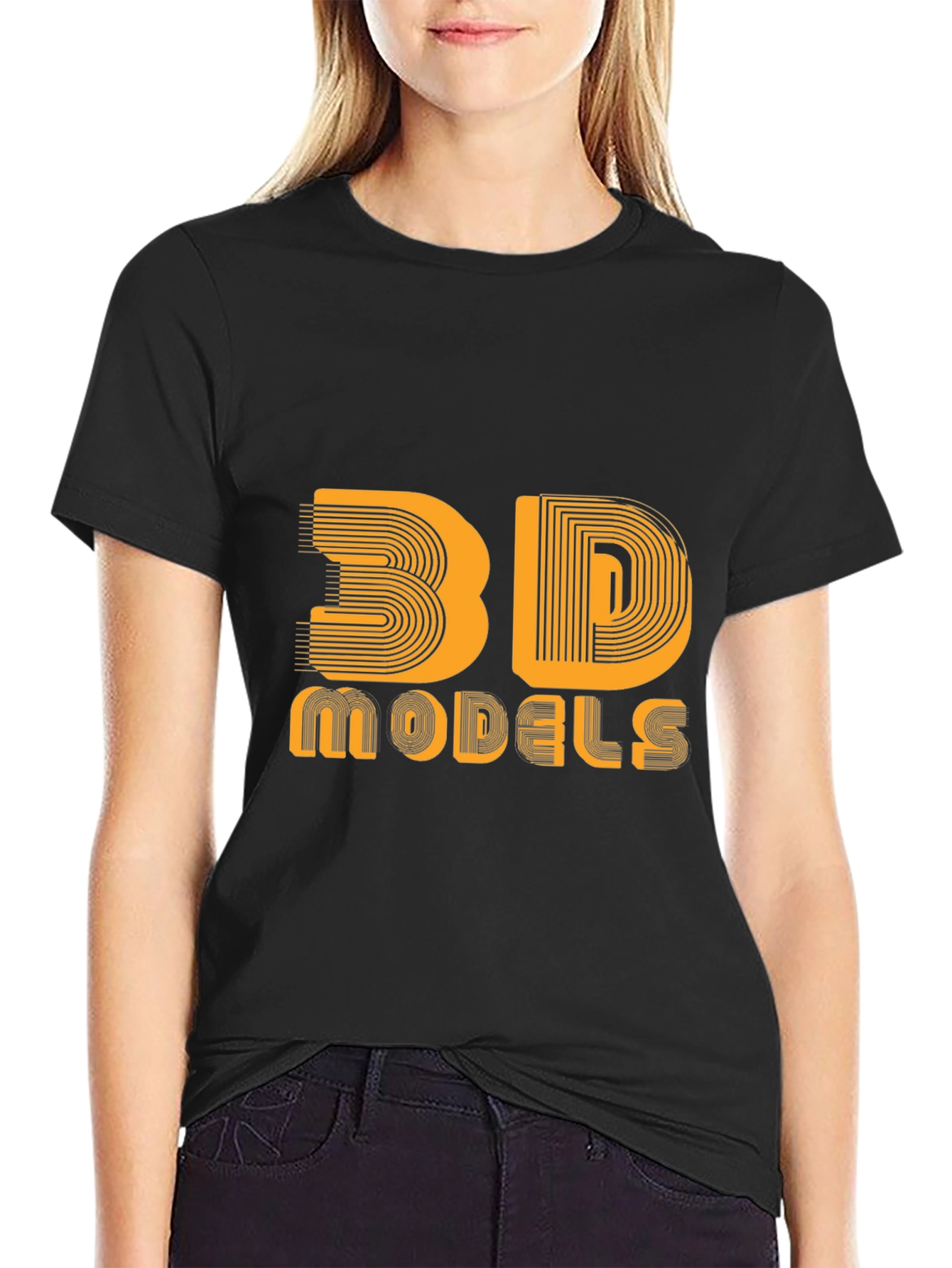 3D Models Graphic Tee - Cool Design Black T-Shirt