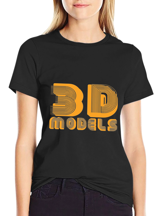 3D Models Graphic Tee - Cool Design Black T-Shirt
