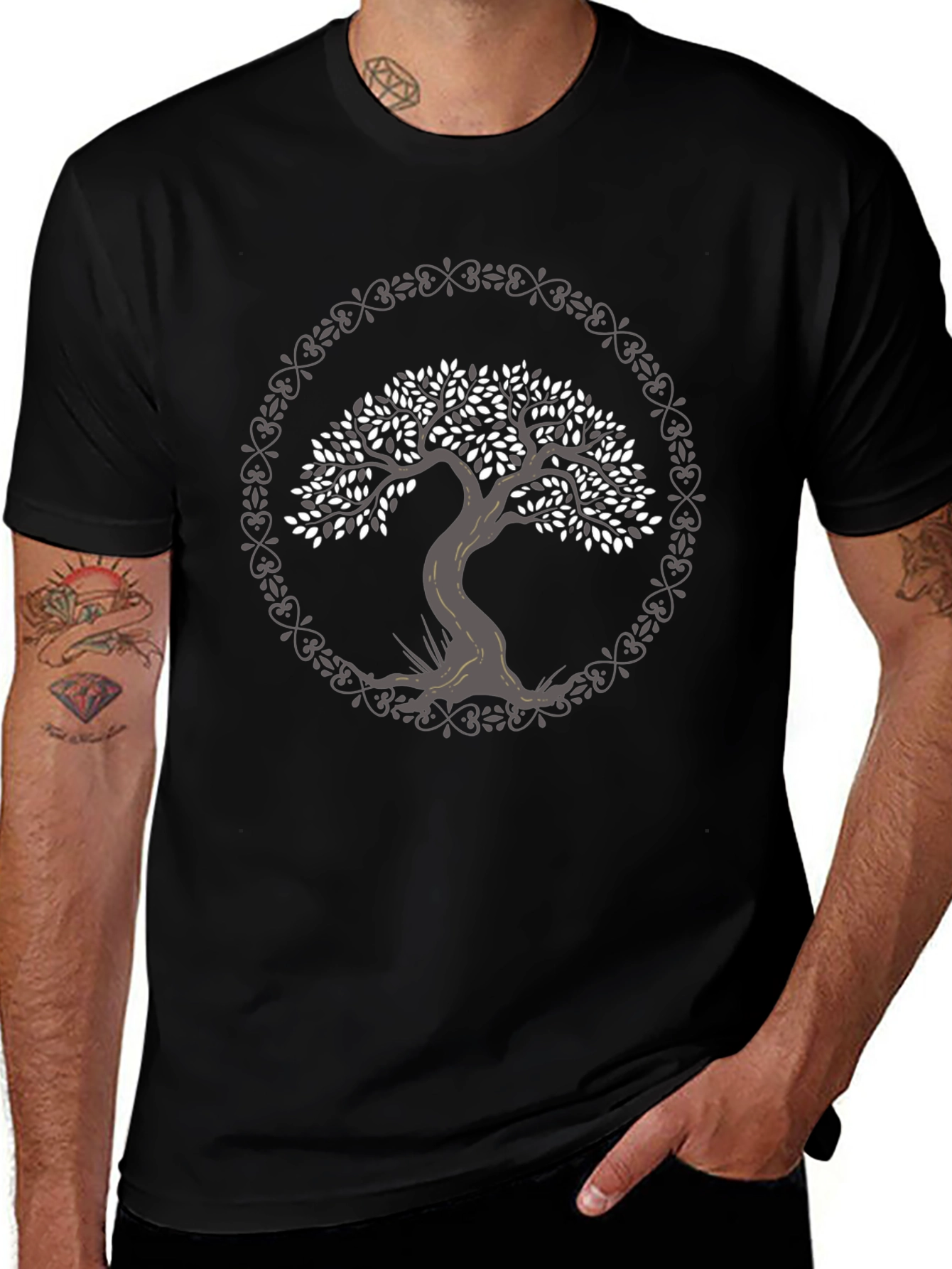 Tree of Life Graphic Tee - Black Cotton Shirt