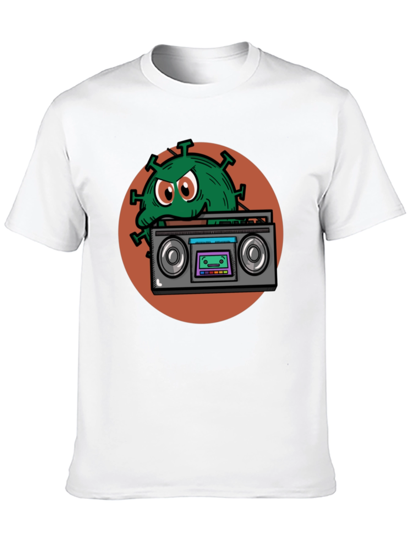 Boombox Virus Graphic Tee - Novelty Black T-Shirt