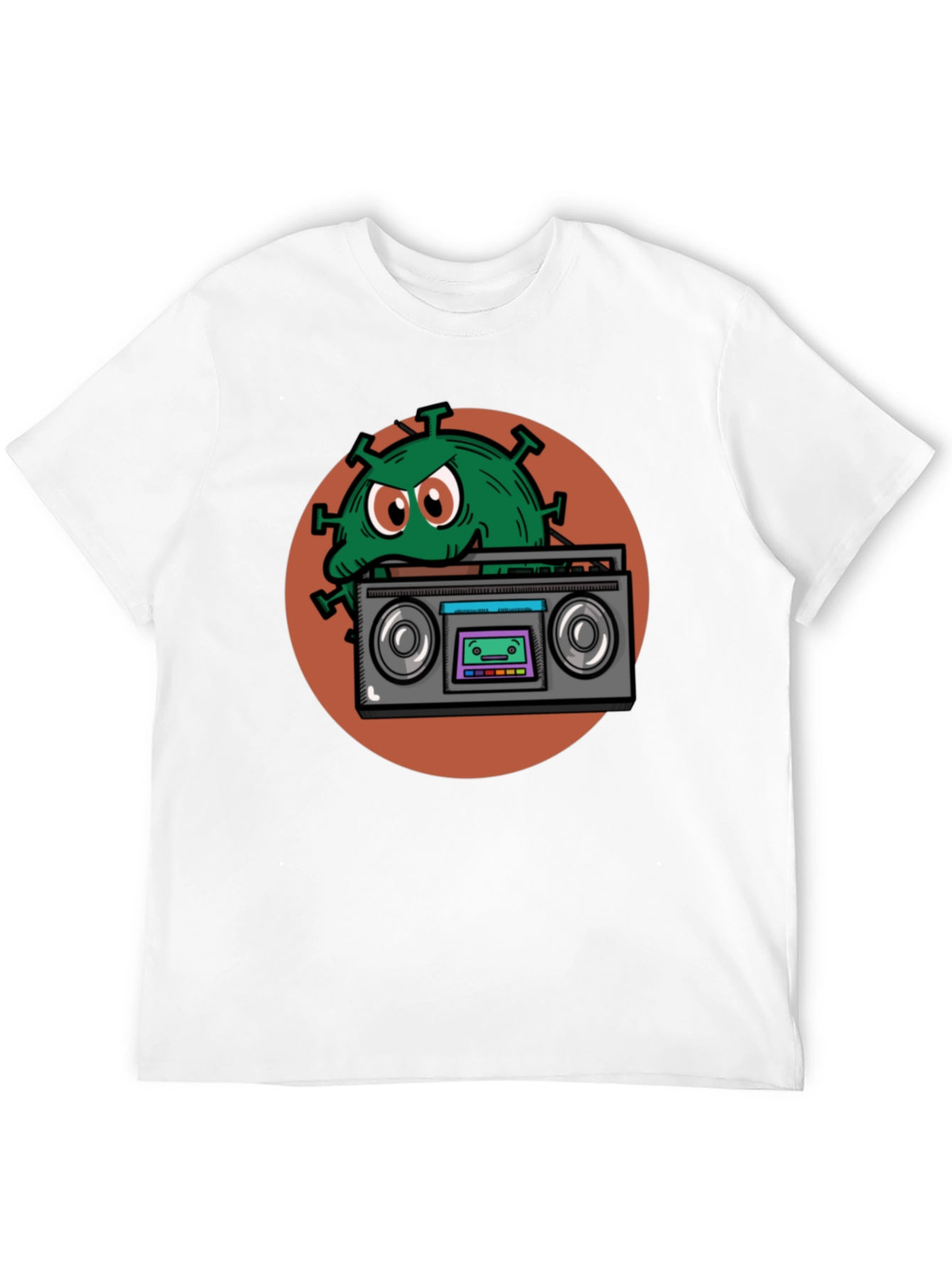 Boombox Virus Graphic Tee - Novelty Black T-Shirt