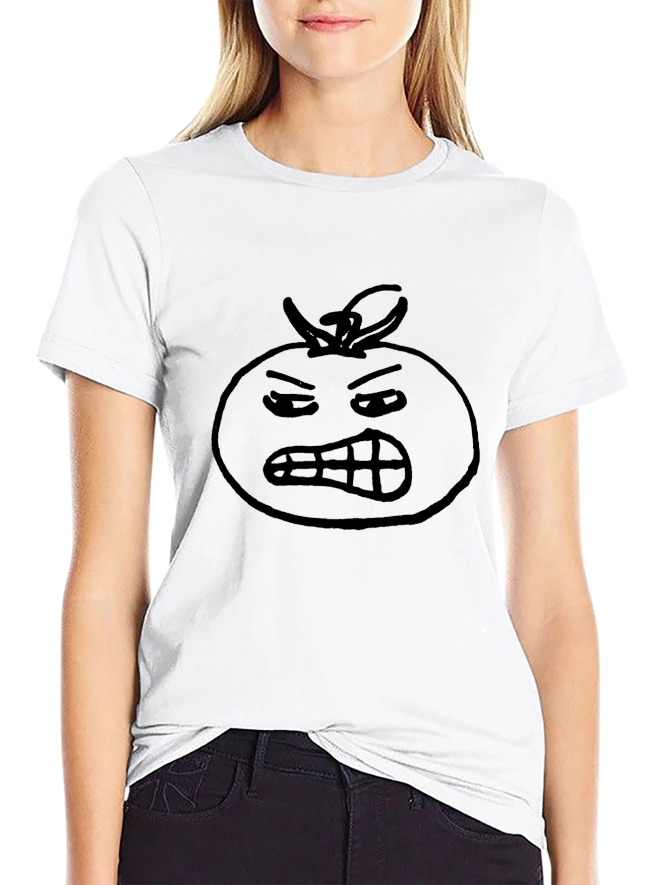 Funny Angry Tomato T-Shirt - Black Cotton Tee