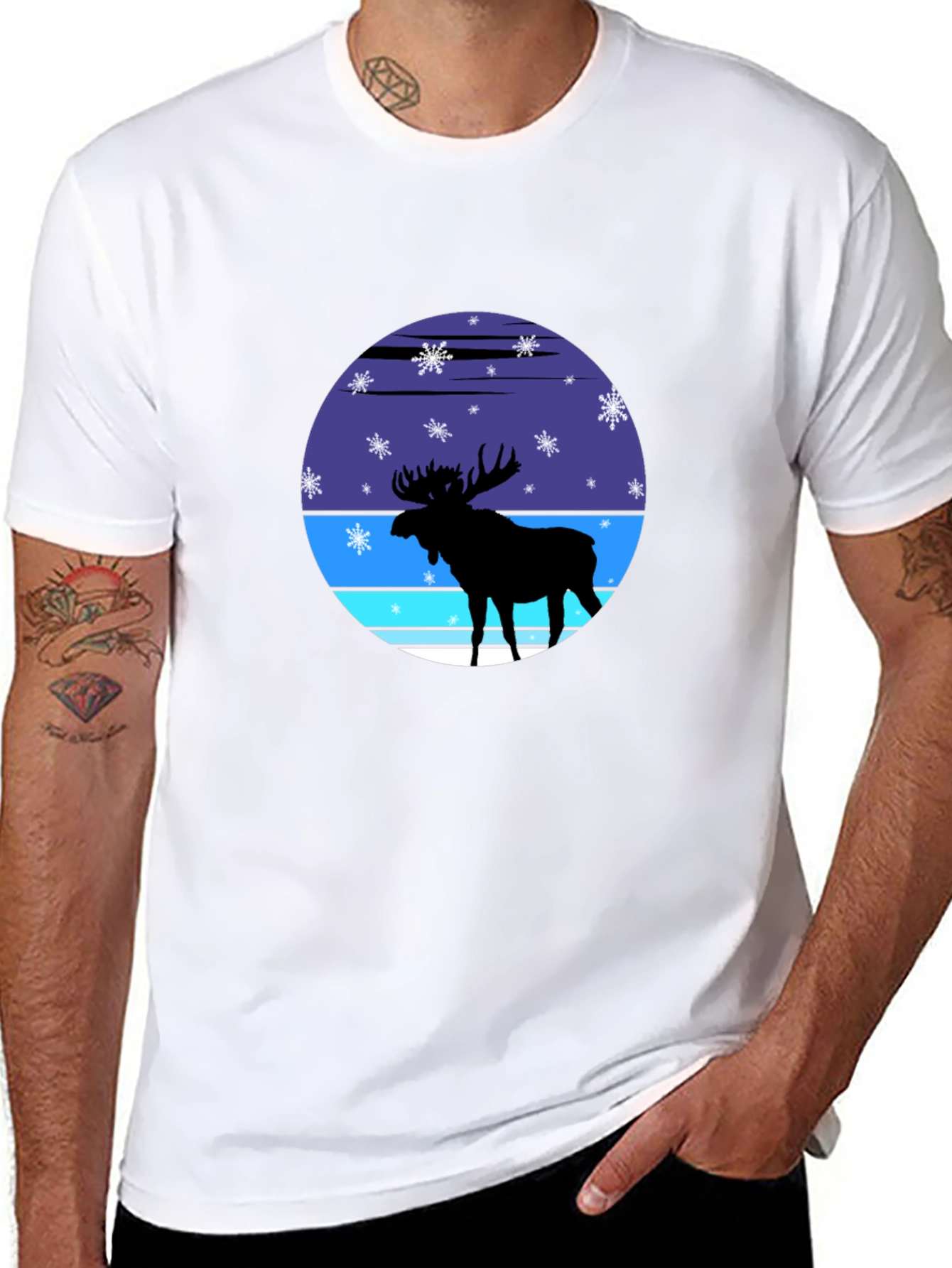 Moose Silhouette Winter Graphic Tee