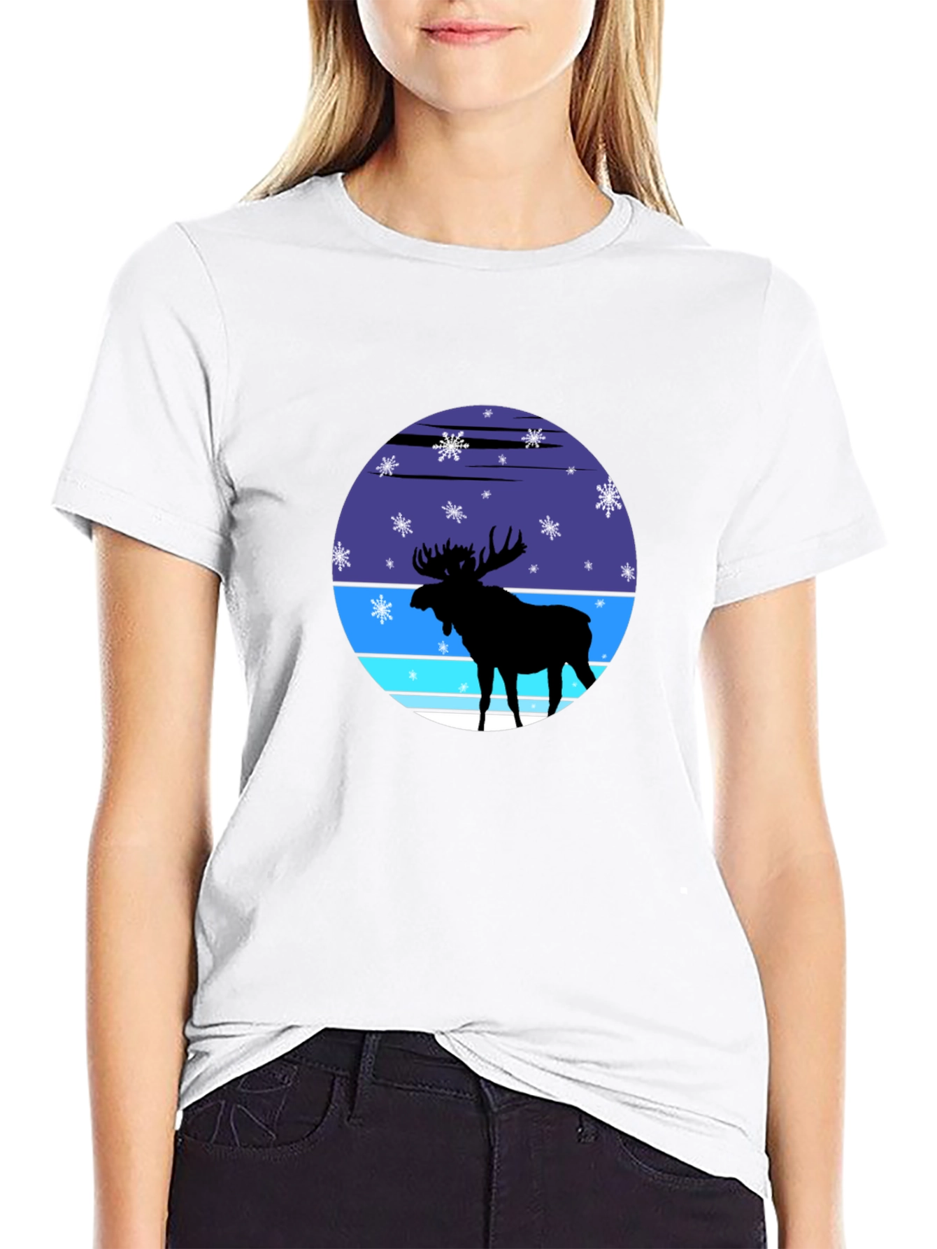 Moose Silhouette Winter Graphic Tee