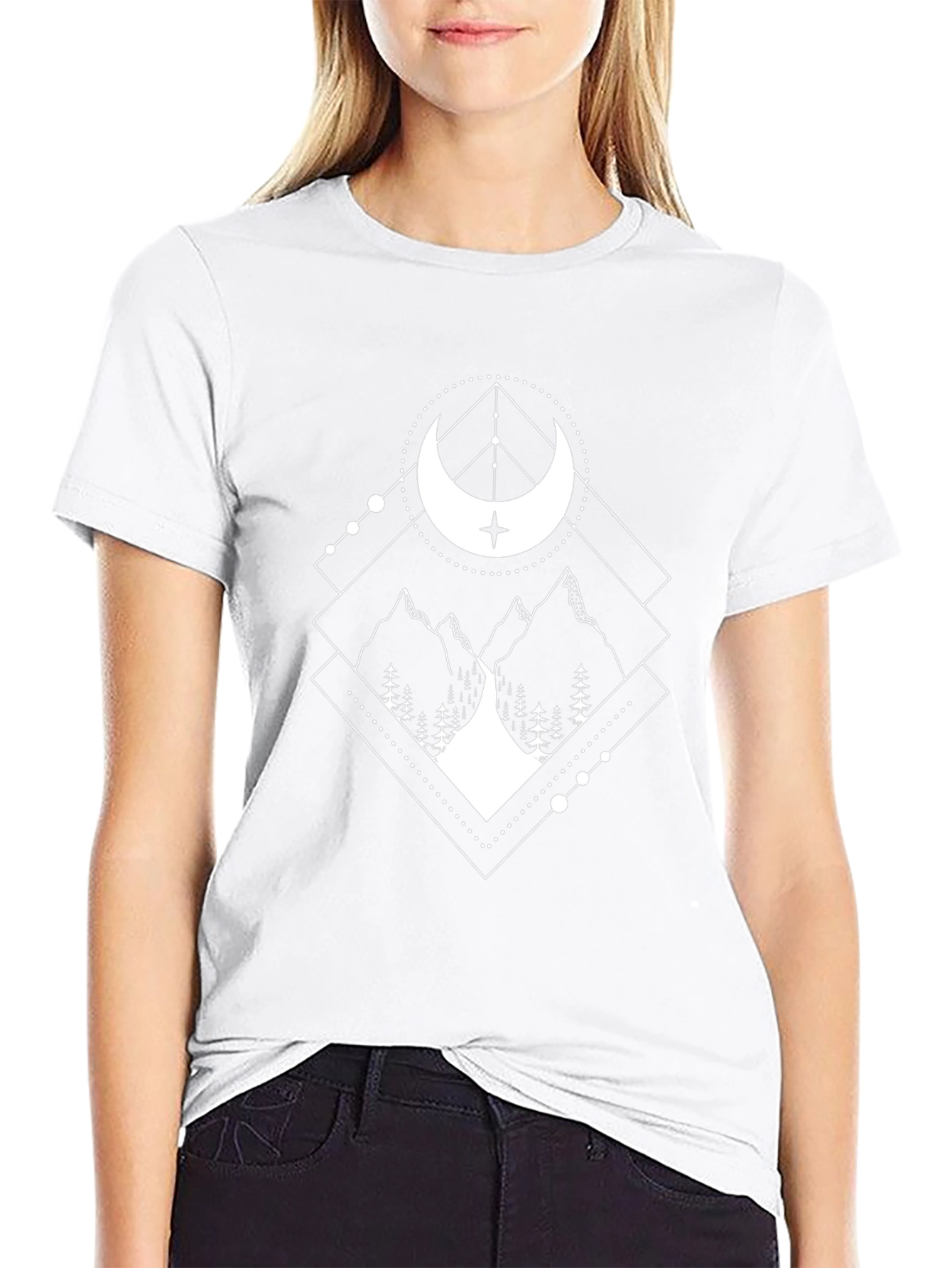 Geometric Mountain Moon Graphic Tee